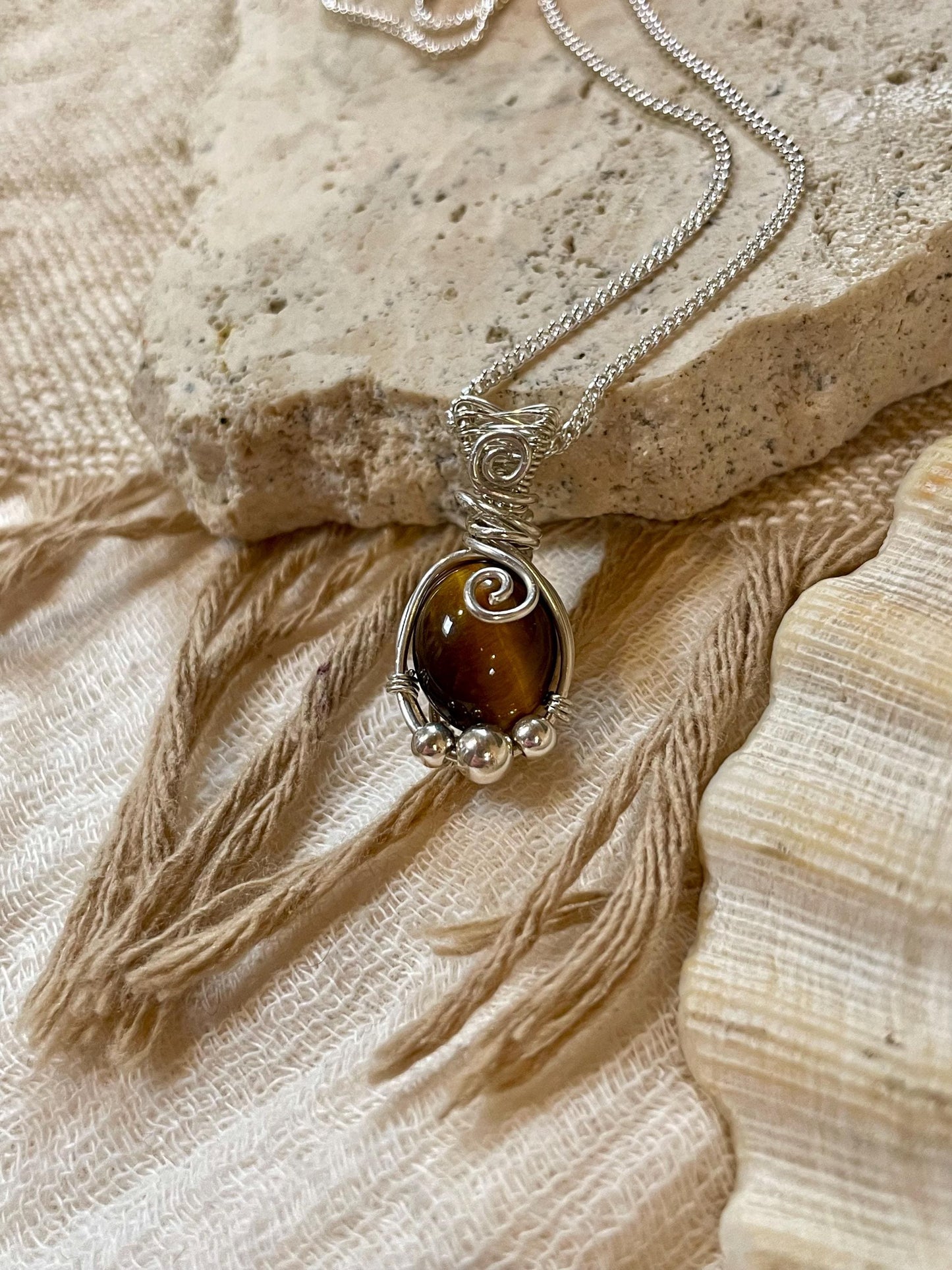 Tigers Eye in Sterling Silver, Grounding and Self Confidence, Gift for Her