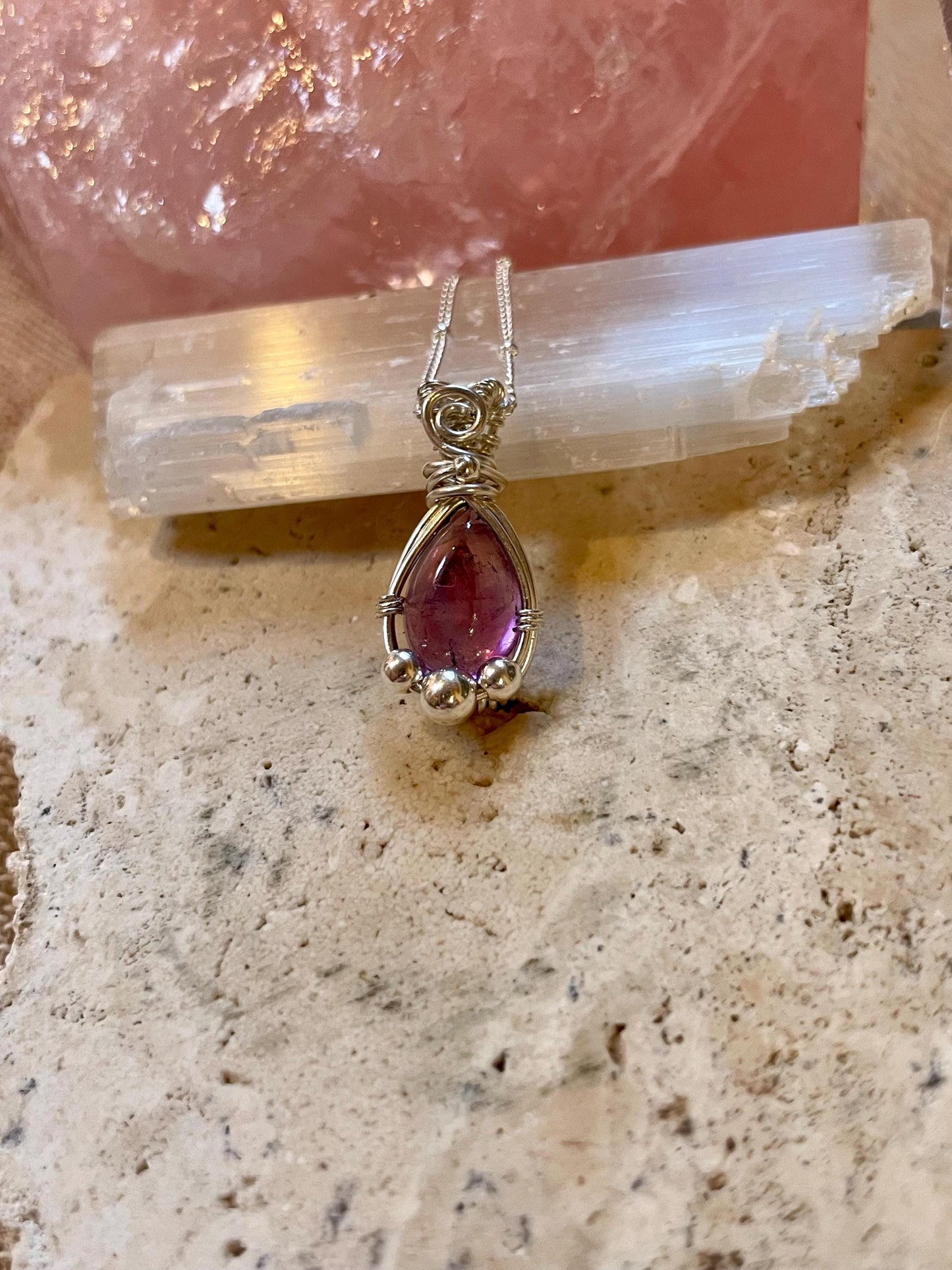 Amethyst in Sterling Silver necklace, Minimal dainty jewellery, February Birthstone