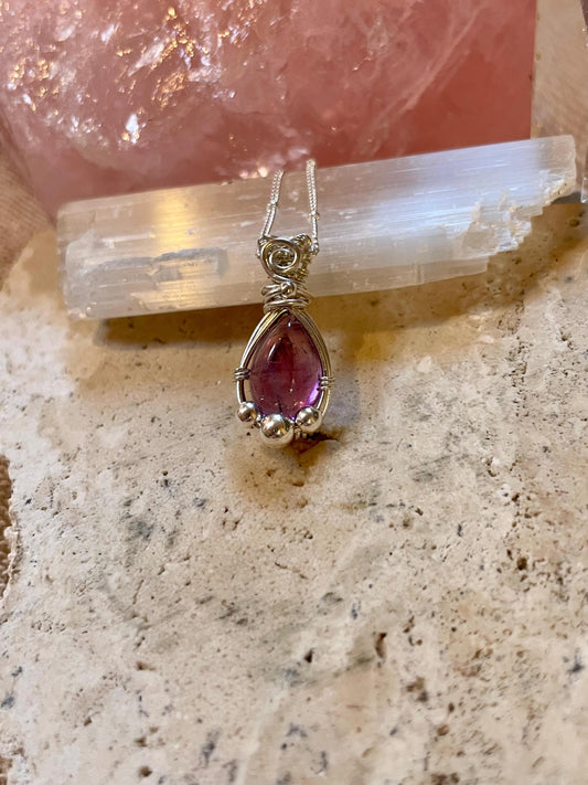 Amethyst in Sterling Silver necklace, Minimal dainty jewellery, February Birthstone