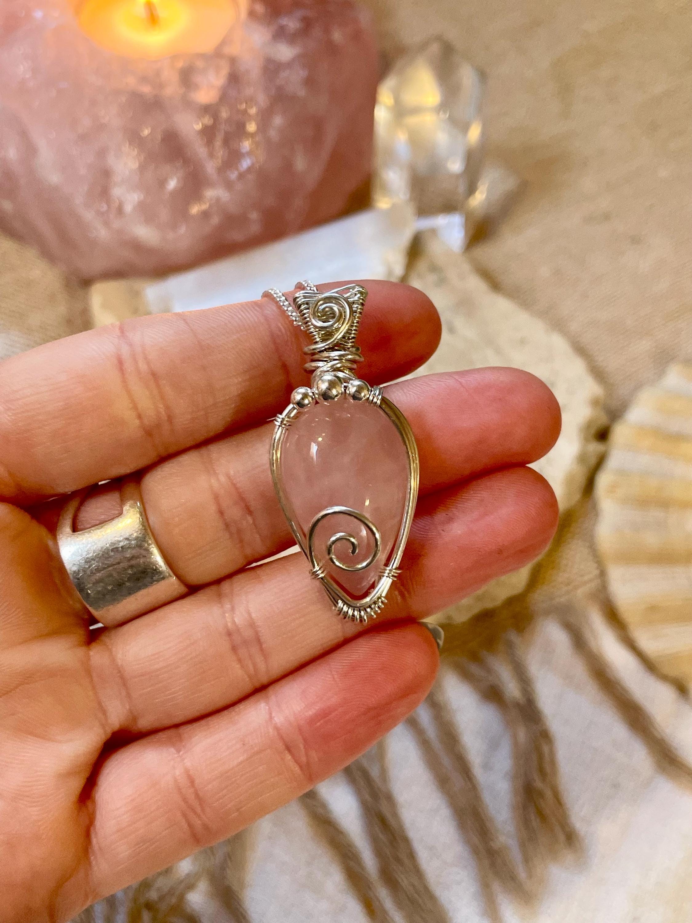 Sterling Silver Rose Quartz necklace, Witchy gift for her, Love