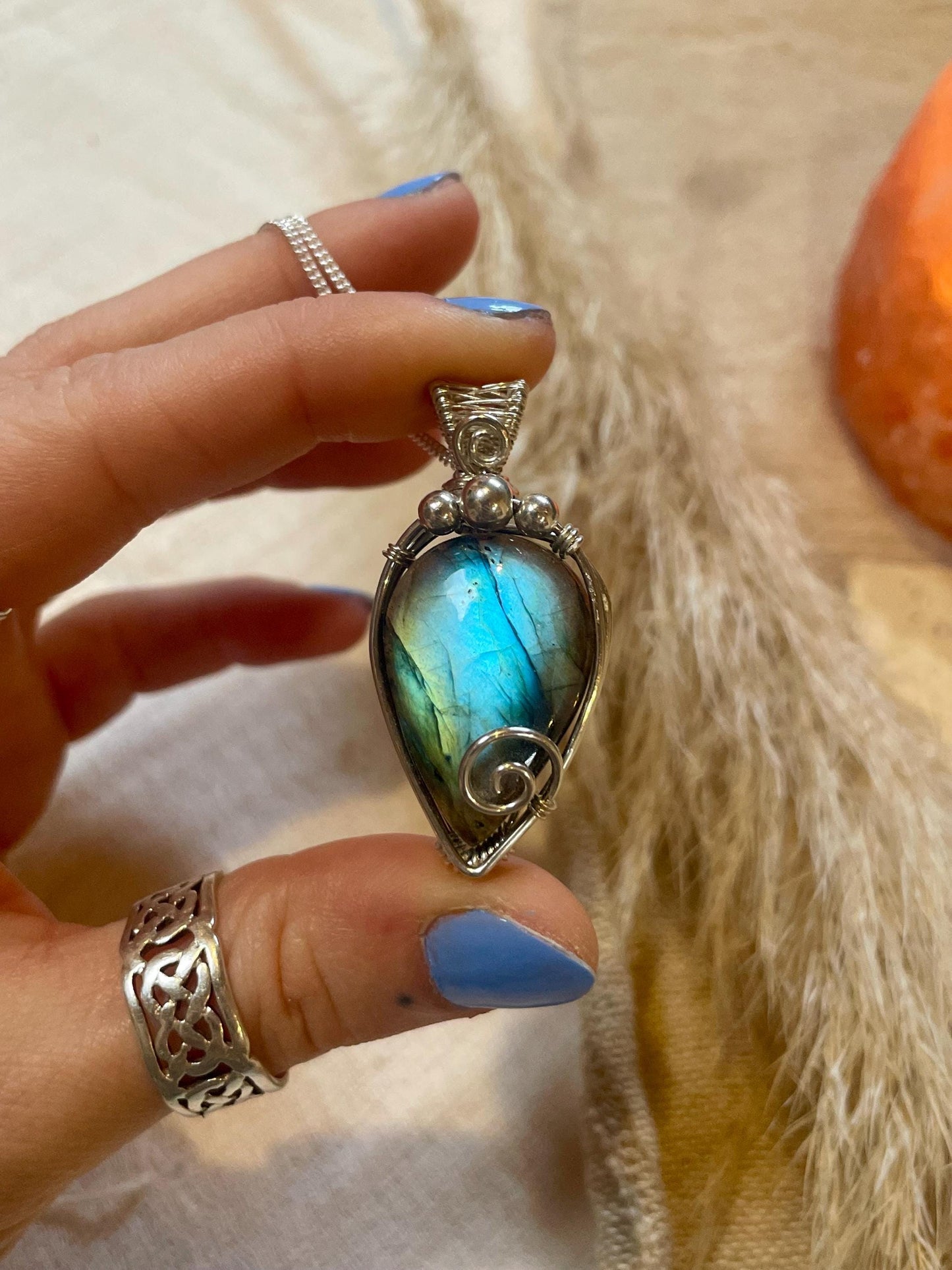 Hand made Labradorite Sterling Silver necklace, Libra crystal, Gift for her