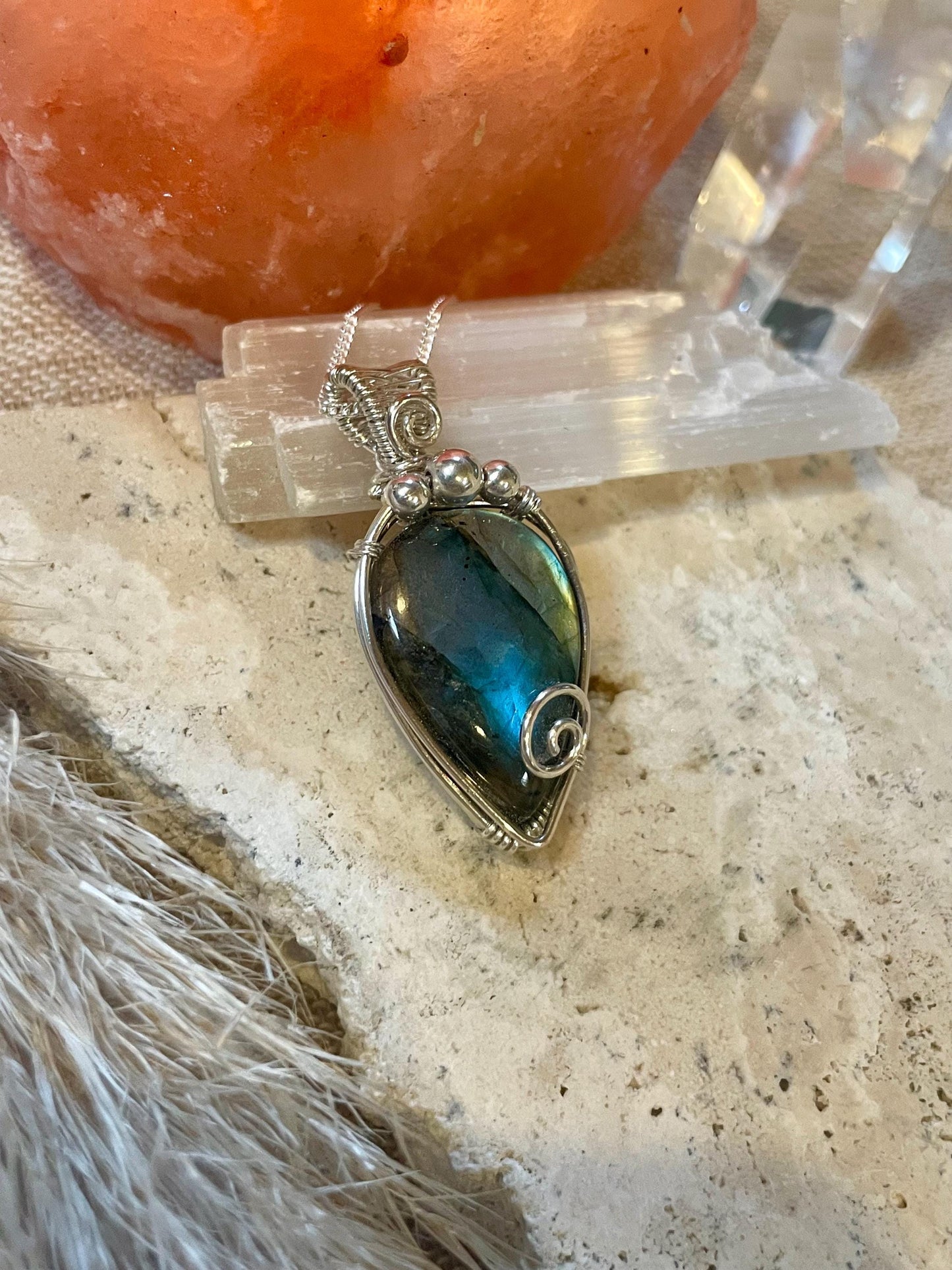 Hand made Labradorite Sterling Silver necklace, Libra crystal, Gift for her