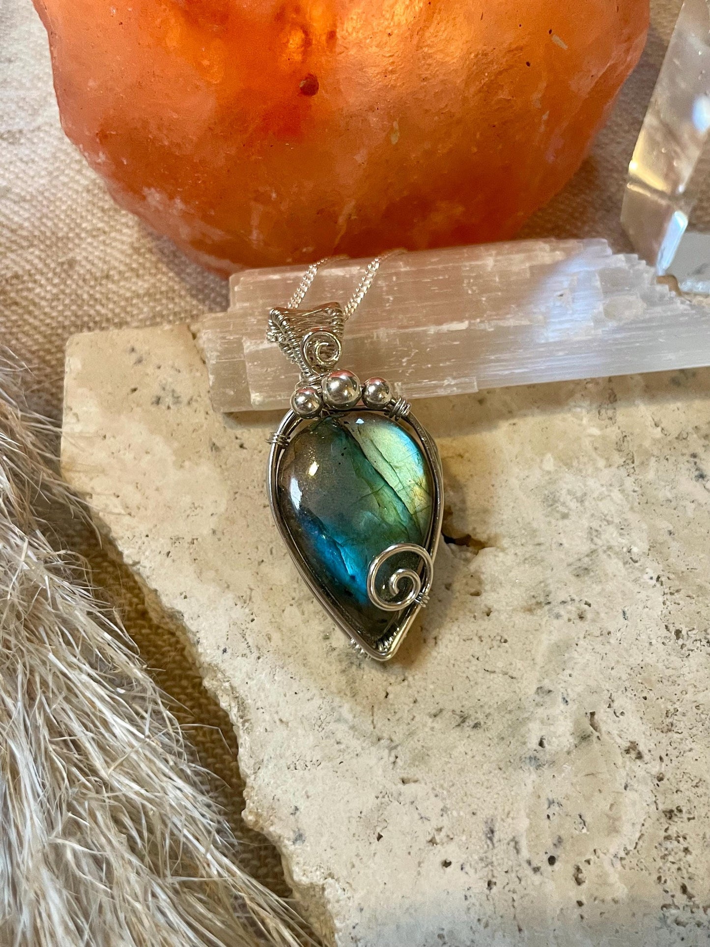 Hand made Labradorite Sterling Silver necklace, Libra crystal, Gift for her