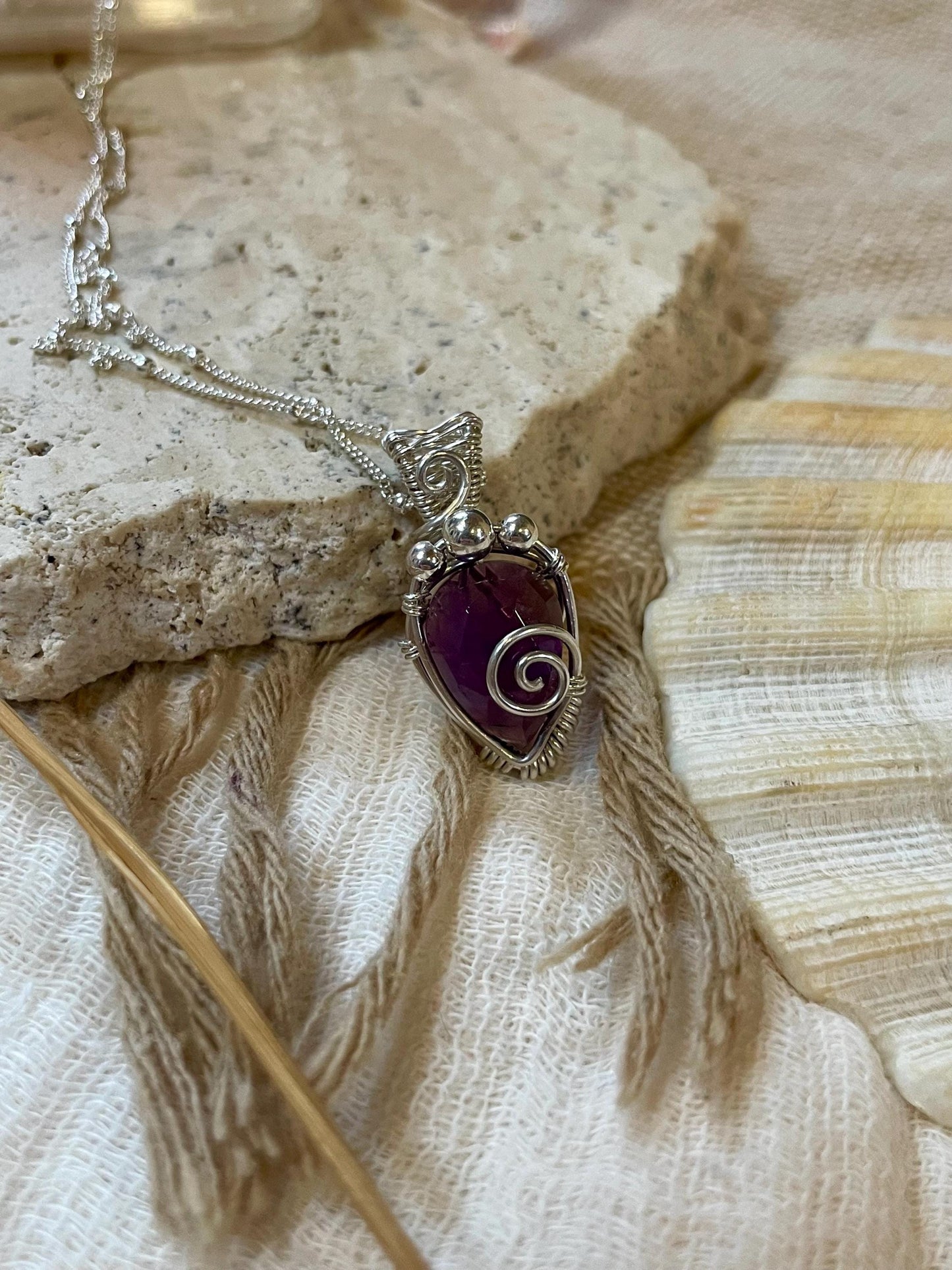 Amethyst in Sterling Silver necklace, Minimal dainty jewellery, February Birthstone