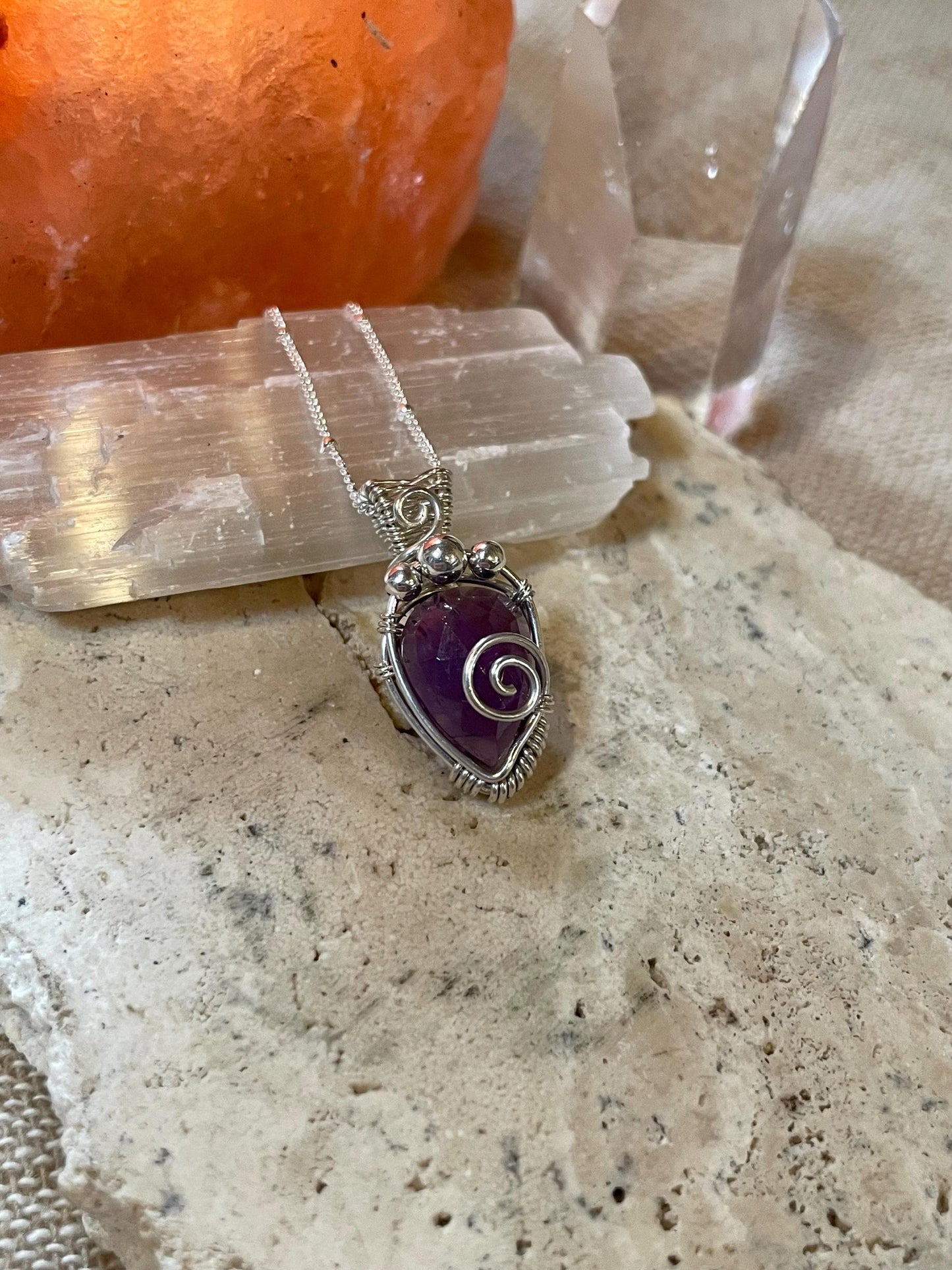 Amethyst in Sterling Silver necklace, Minimal dainty jewellery, February Birthstone