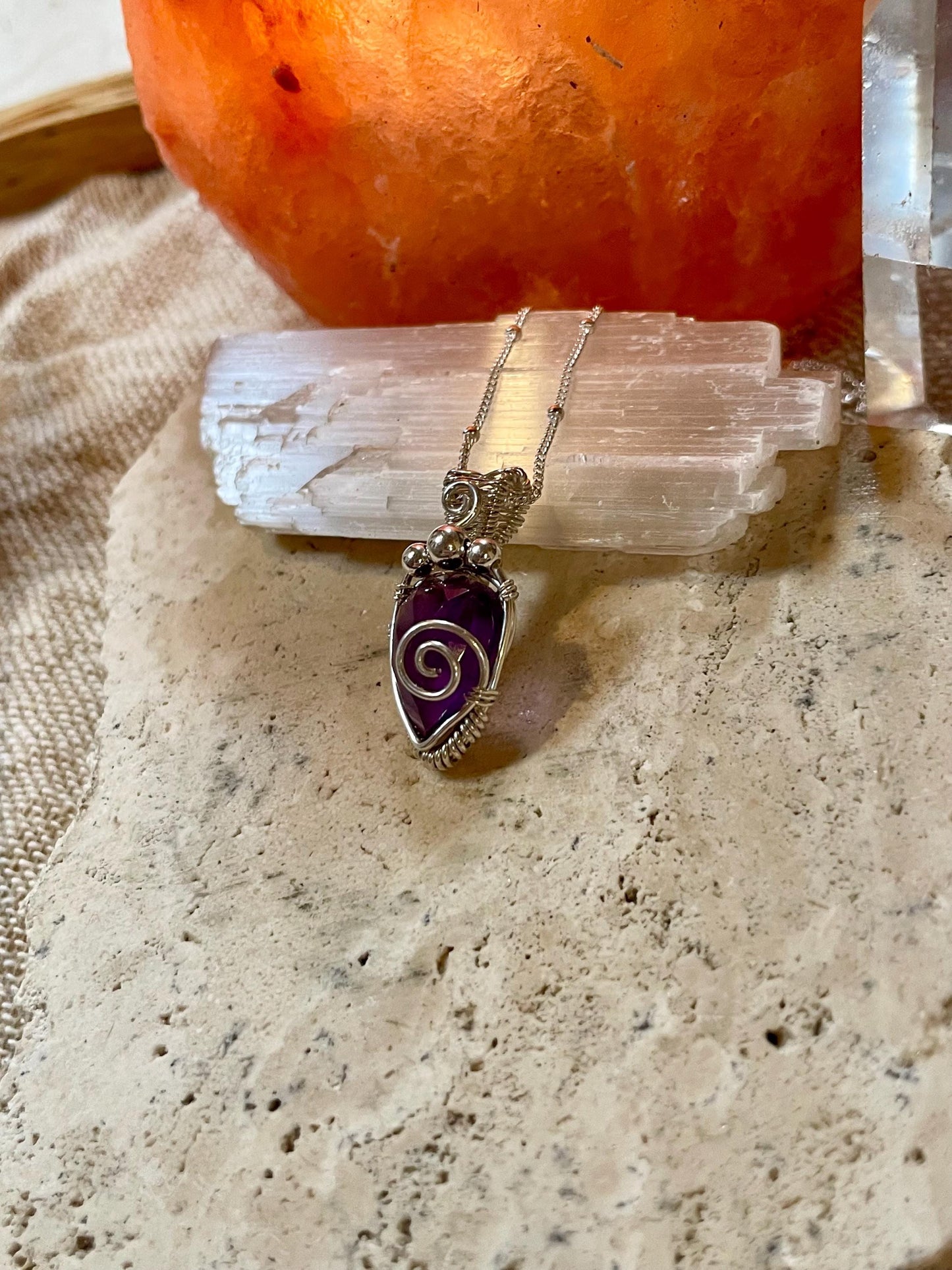 Amethyst in Sterling Silver necklace, Minimal dainty jewellery, February Birthstone