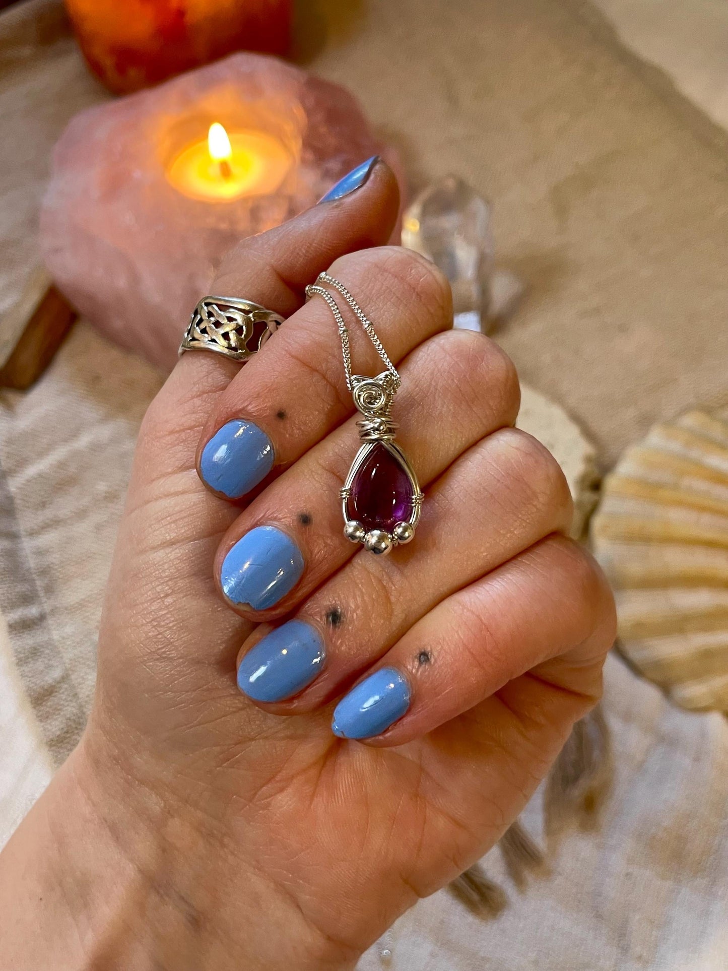 Amethyst in Sterling Silver necklace, Minimal dainty jewellery, February Birthstone