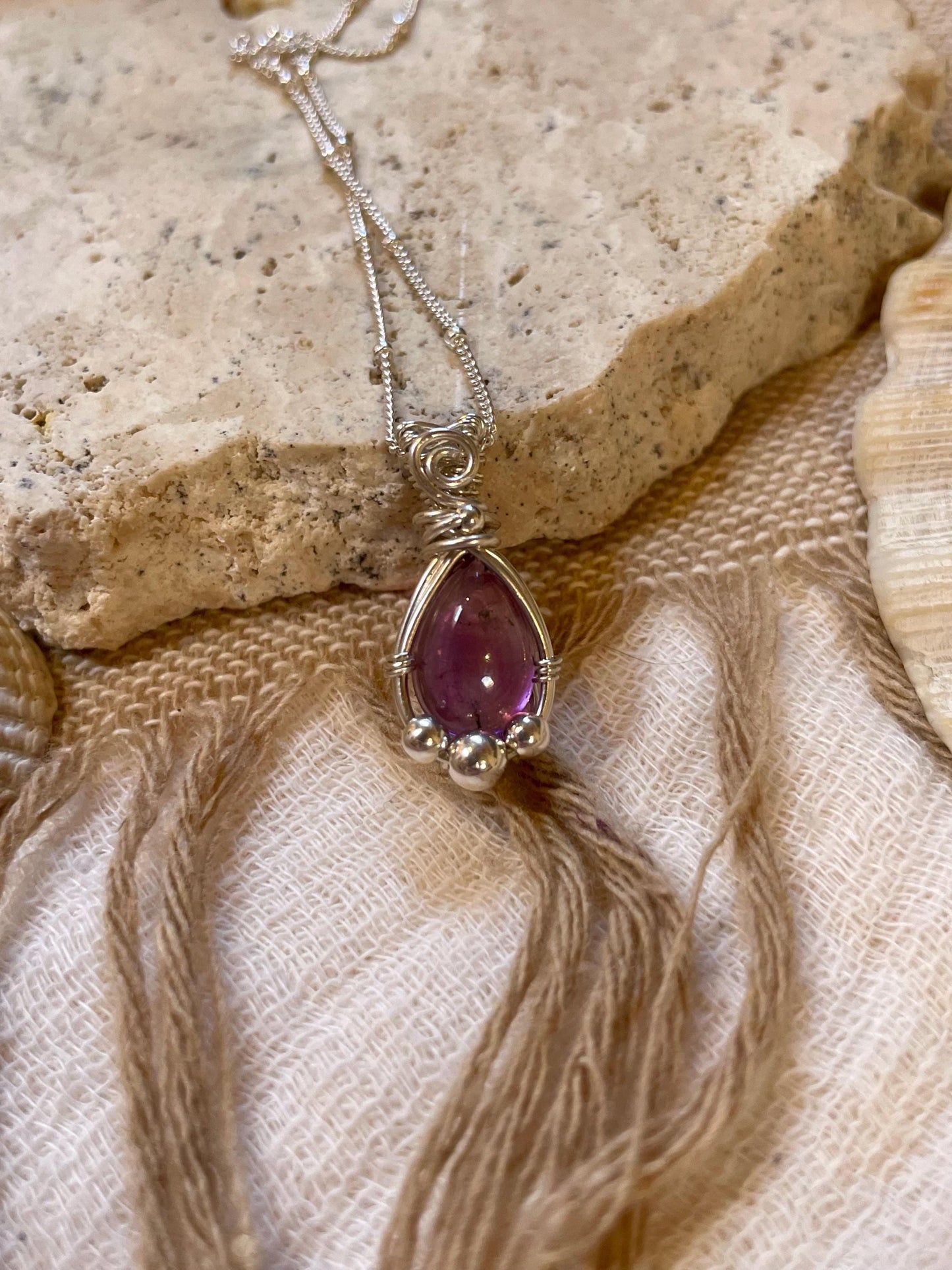 Amethyst in Sterling Silver necklace, Minimal dainty jewellery, February Birthstone