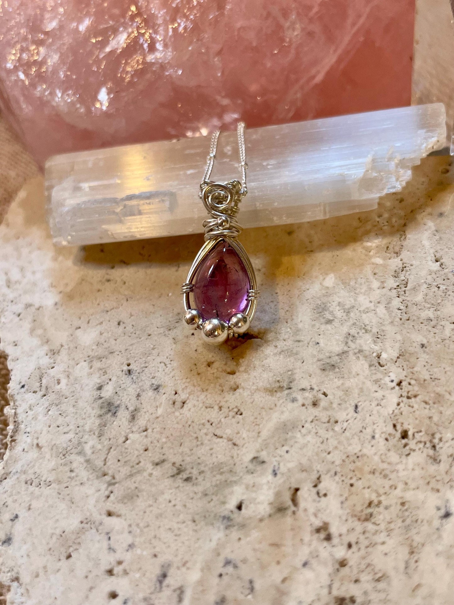 Amethyst in Sterling Silver necklace, Minimal dainty jewellery, February Birthstone