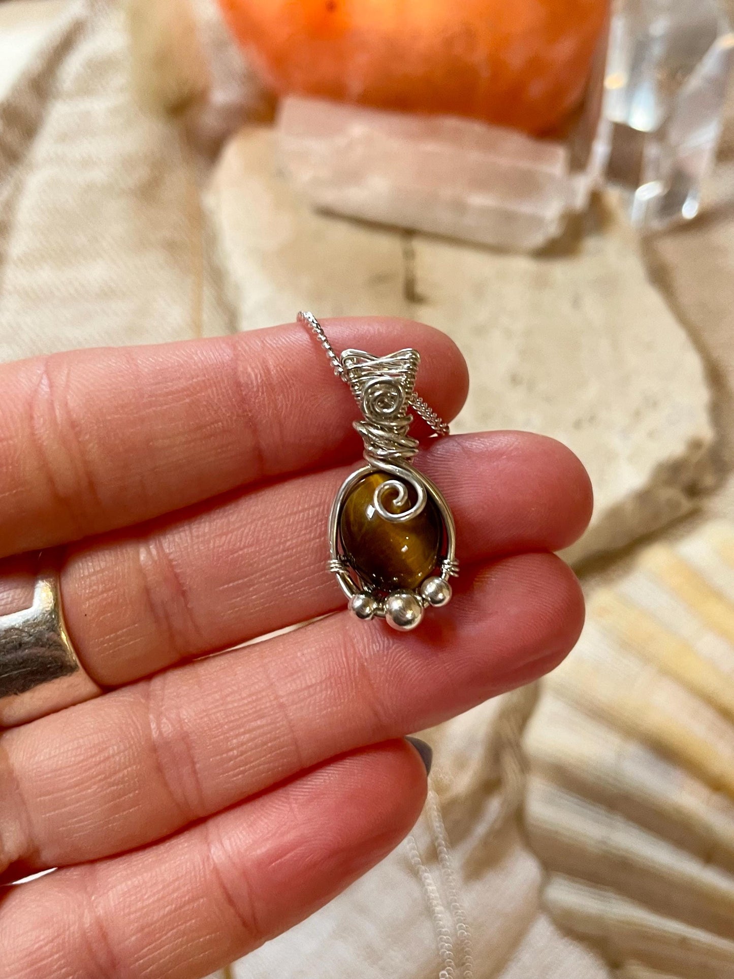 Tigers Eye in Sterling Silver, Grounding and Self Confidence, Gift for Her