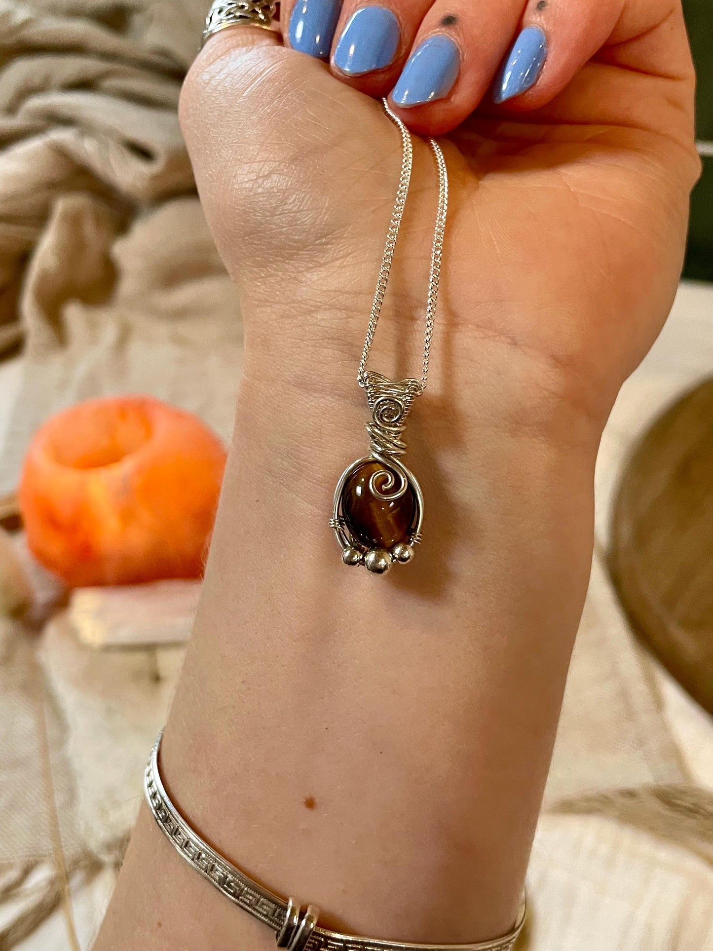 Tigers Eye in Sterling Silver, Grounding and Self Confidence, Gift for Her