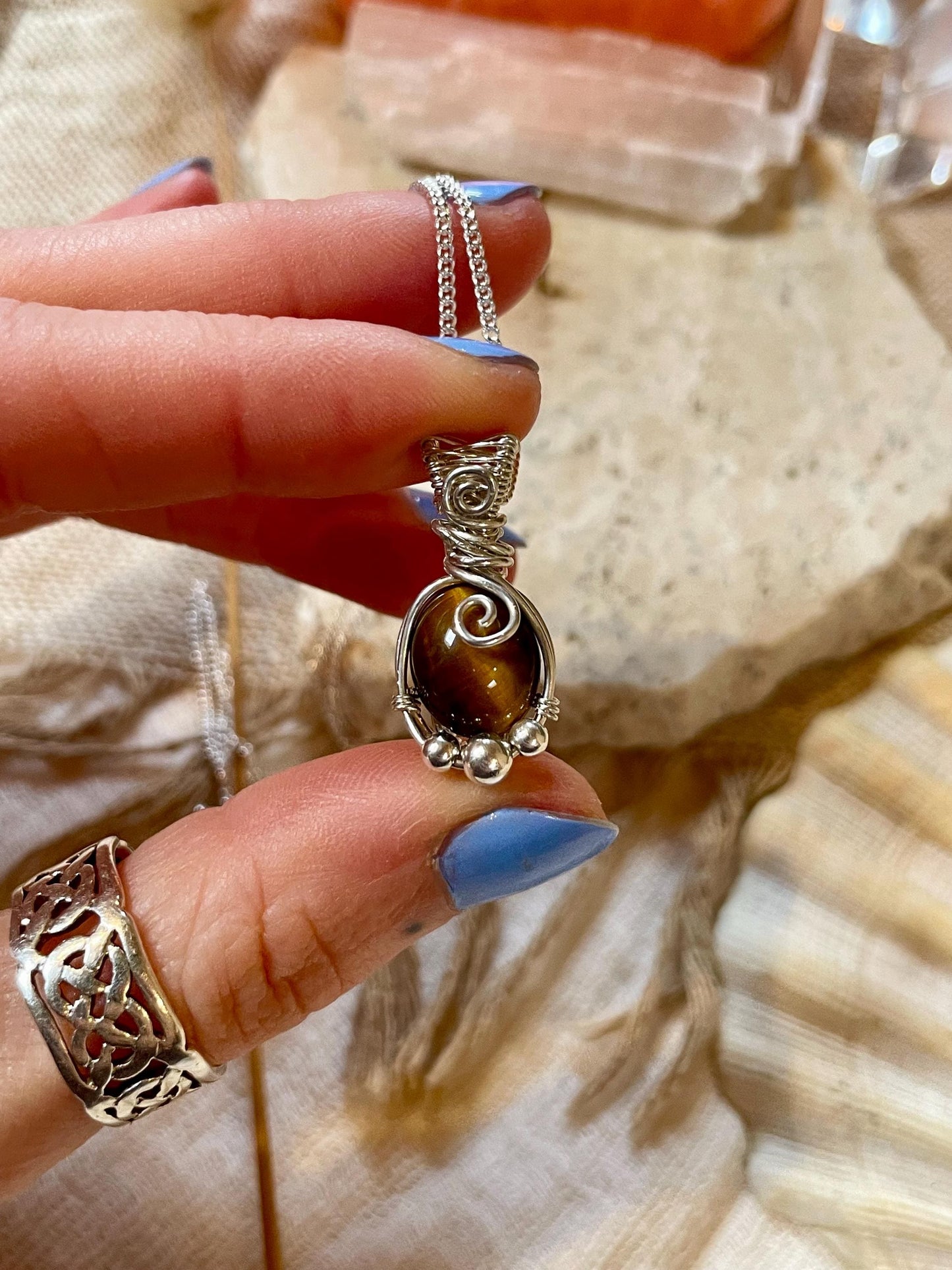 Tigers Eye in Sterling Silver, Grounding and Self Confidence, Gift for Her