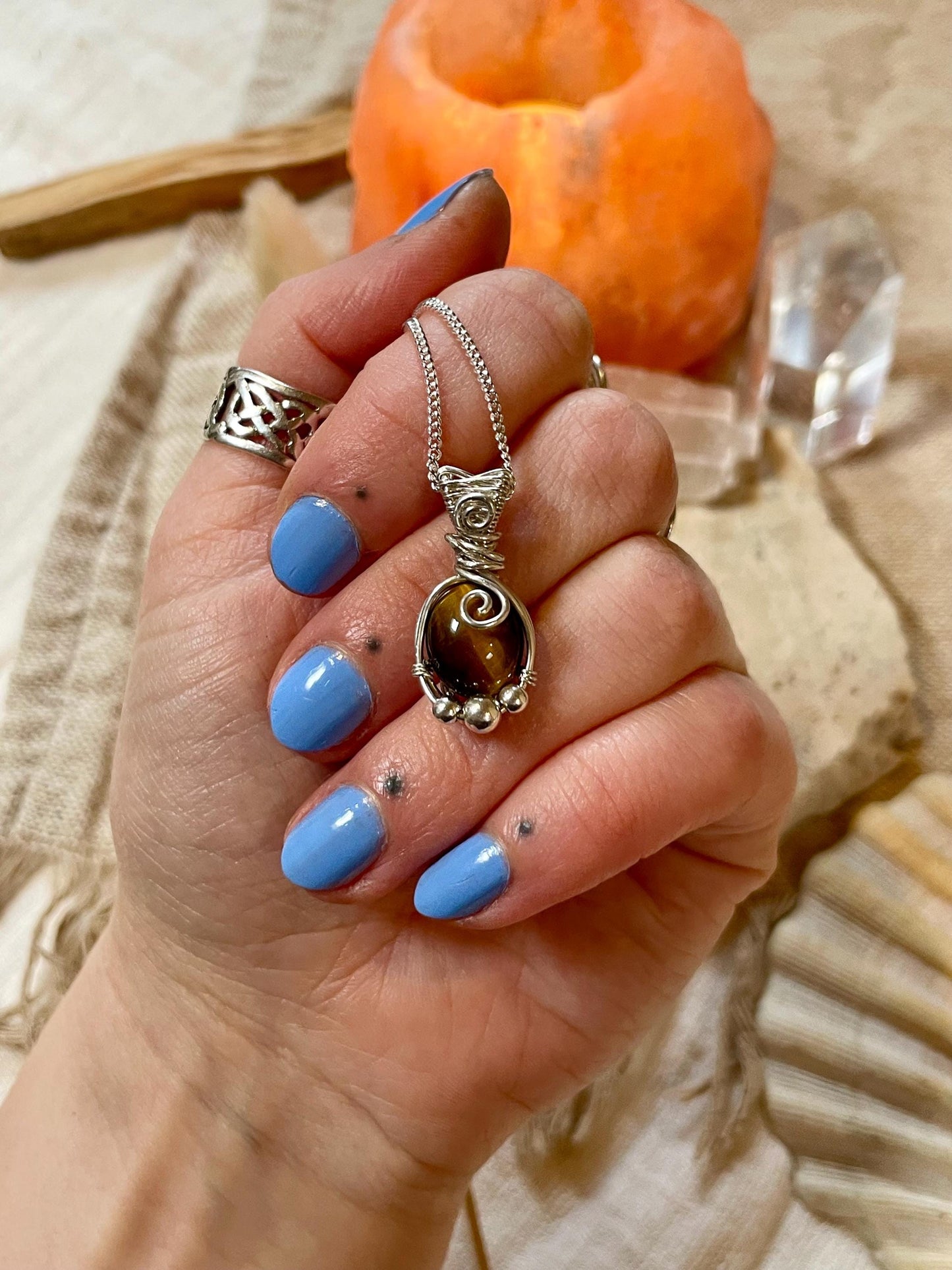 Tigers Eye in Sterling Silver, Grounding and Self Confidence, Gift for Her