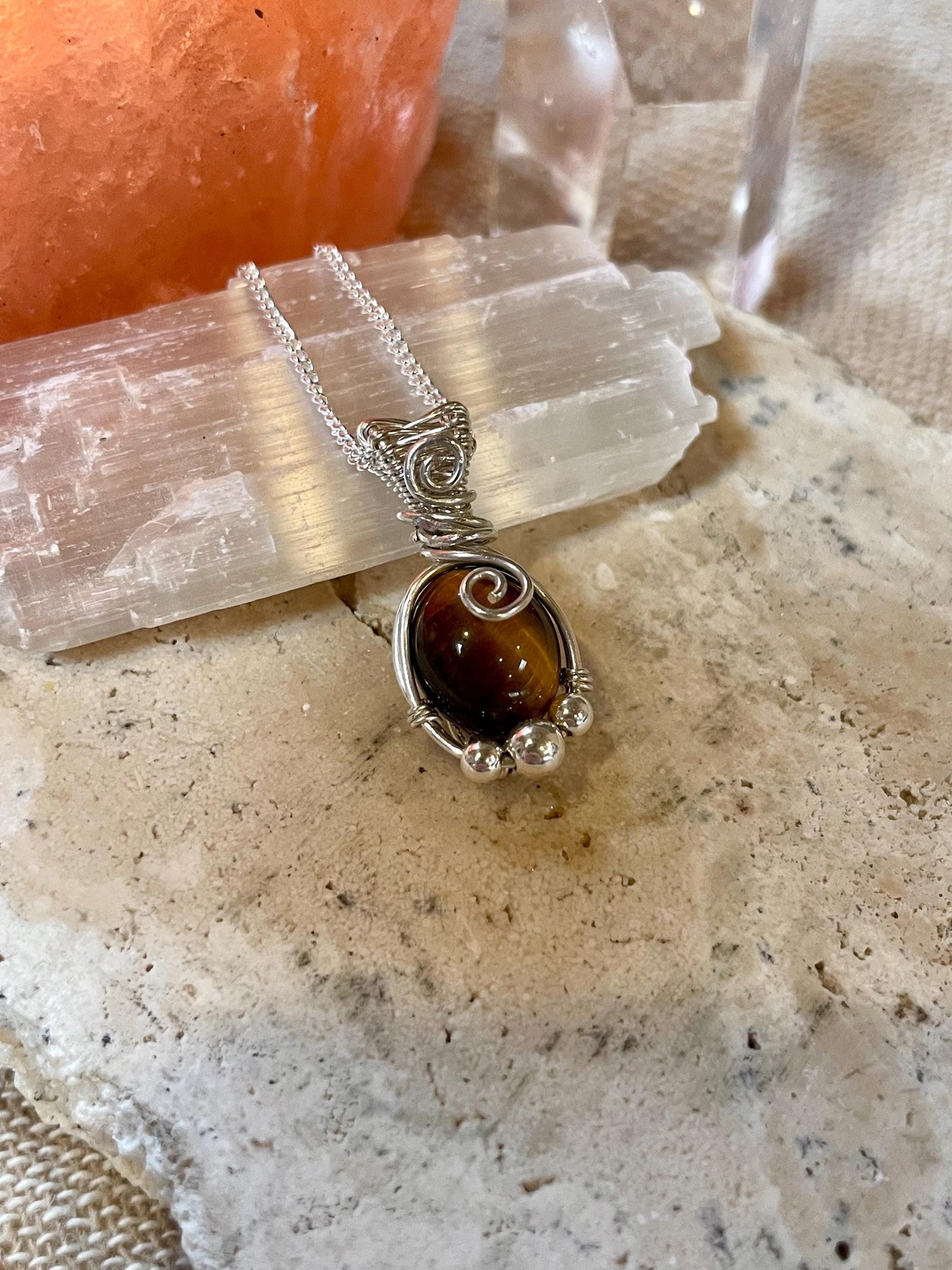 Tigers Eye in Sterling Silver, Grounding and Self Confidence, Gift for Her