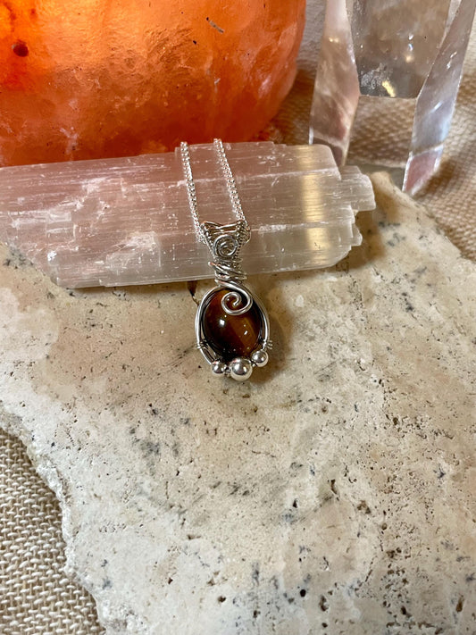 Tigers Eye in Sterling Silver, Grounding and Self Confidence, Gift for Her