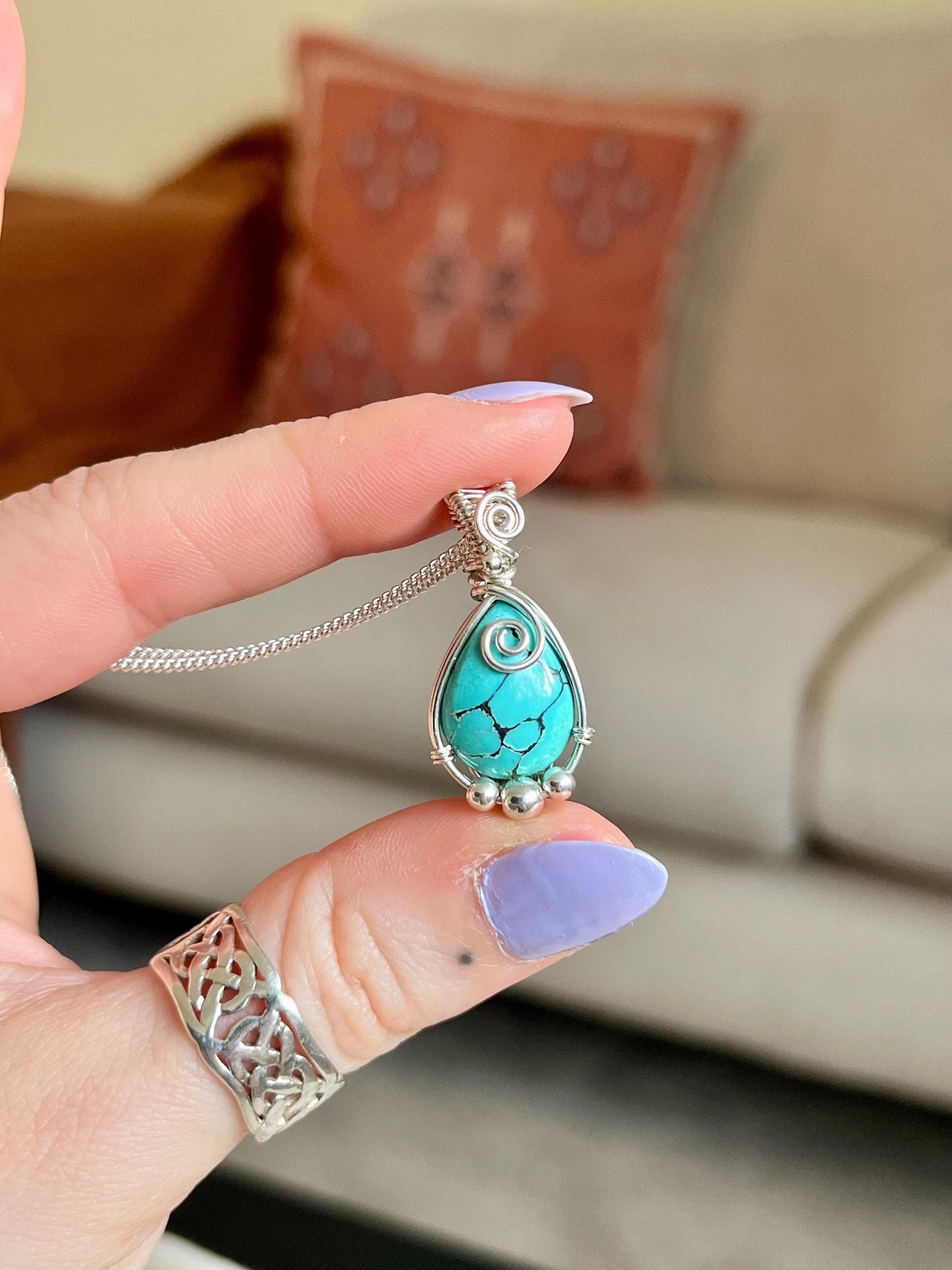 Turquoise Sterling Silver Necklace: Boho December Birthstone Jewellery