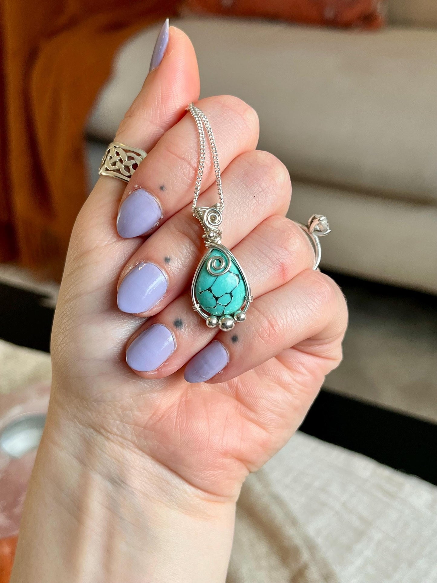 Turquoise Sterling Silver Necklace: Boho December Birthstone Jewellery