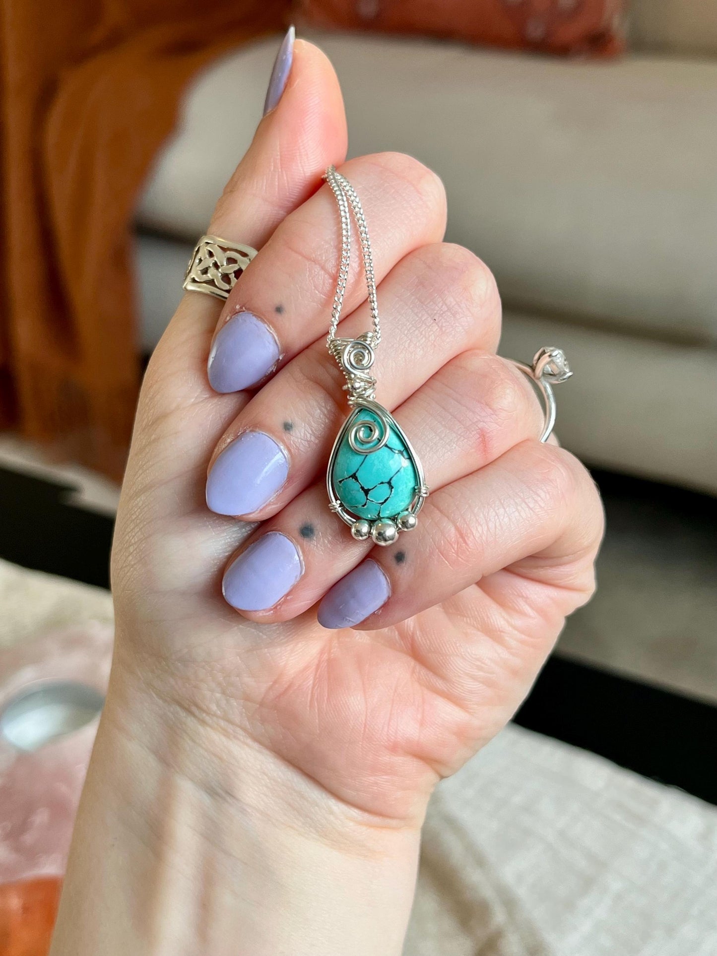 Turquoise Sterling Silver Necklace: Boho December Birthstone Jewellery