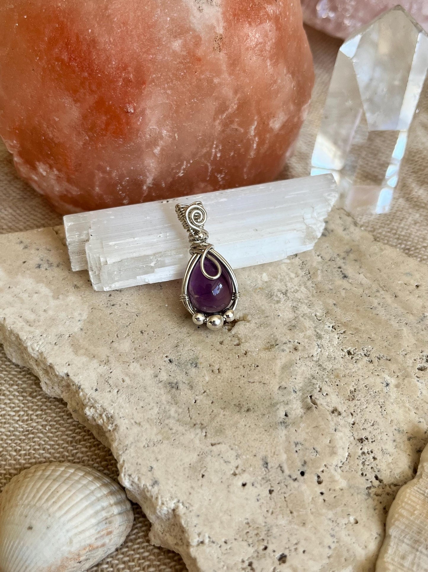 Amethyst in Sterling Silver necklace, Minimal dainty jewellery, February Birthstone