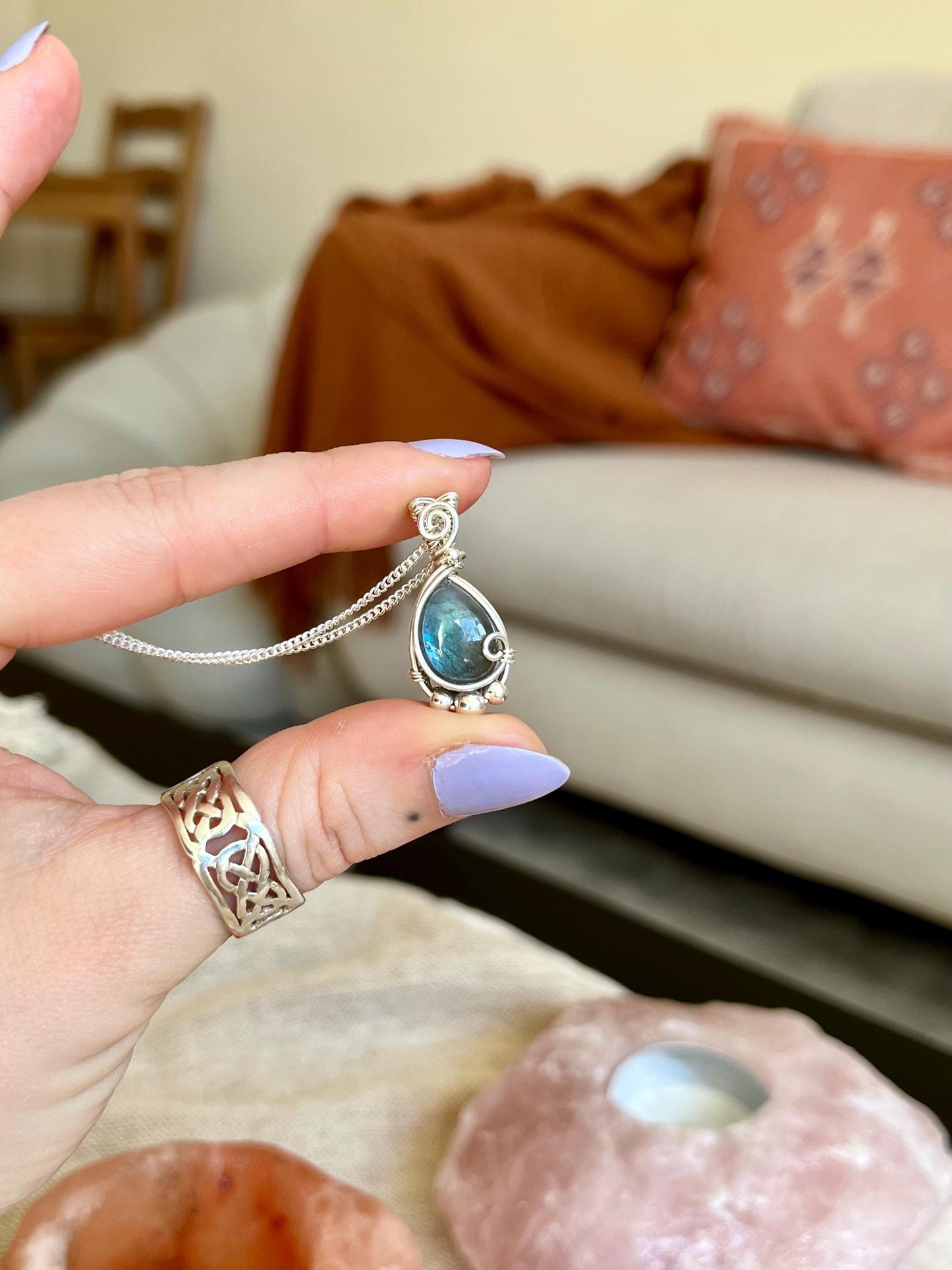 Hand made Labradorite Sterling Silver necklace, Libra crystal, Gift for her
