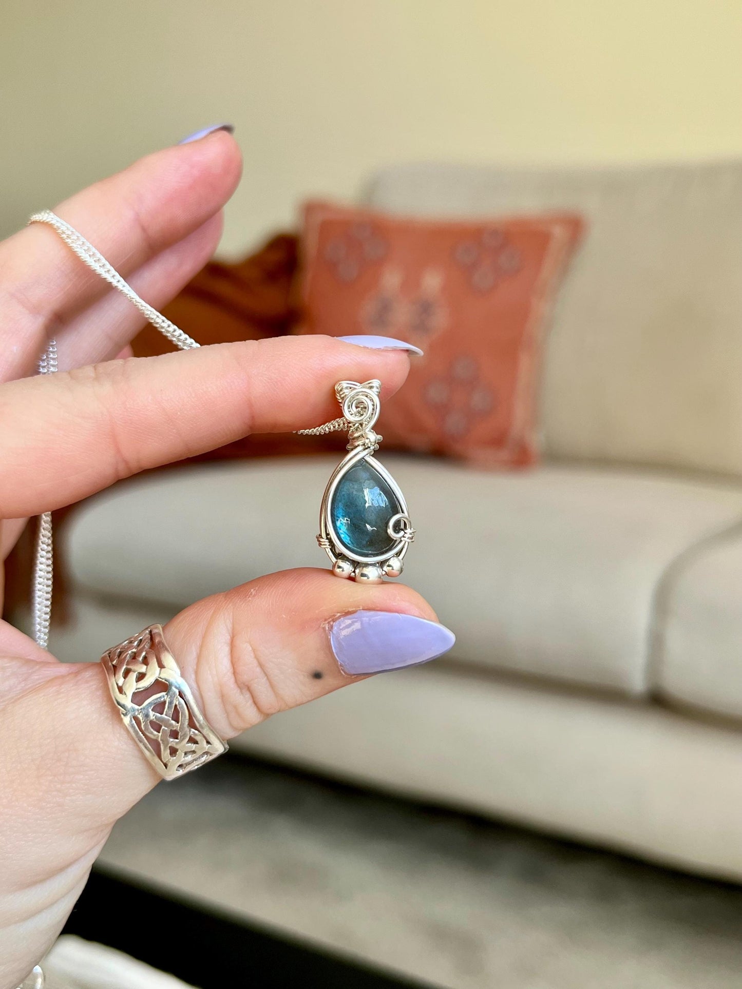 Hand made Labradorite Sterling Silver necklace, Libra crystal, Gift for her