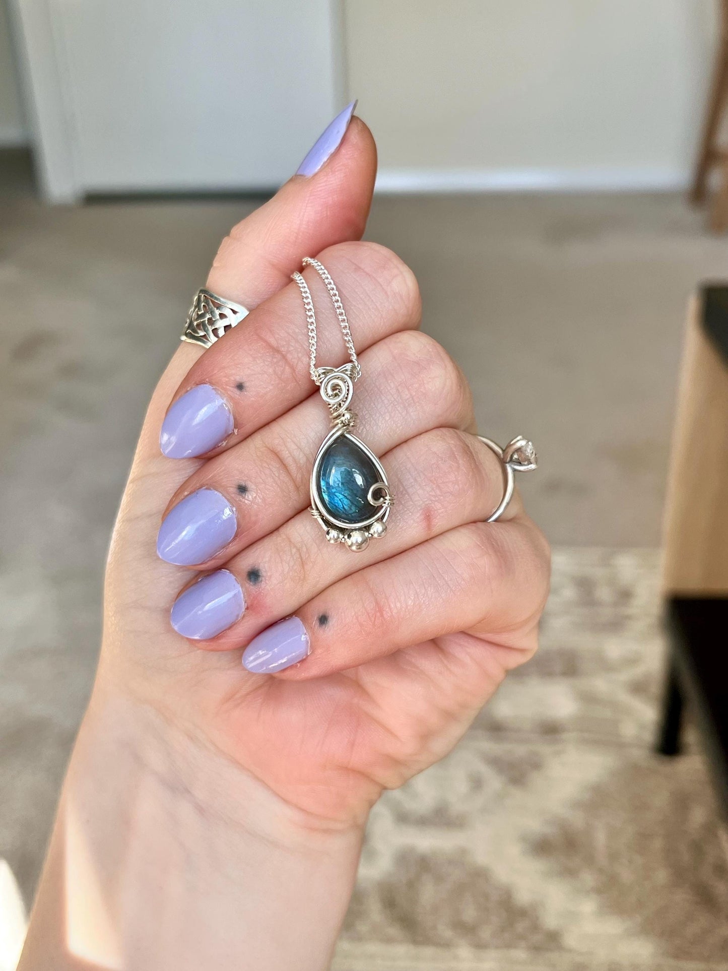 Hand made Labradorite Sterling Silver necklace, Libra crystal, Gift for her