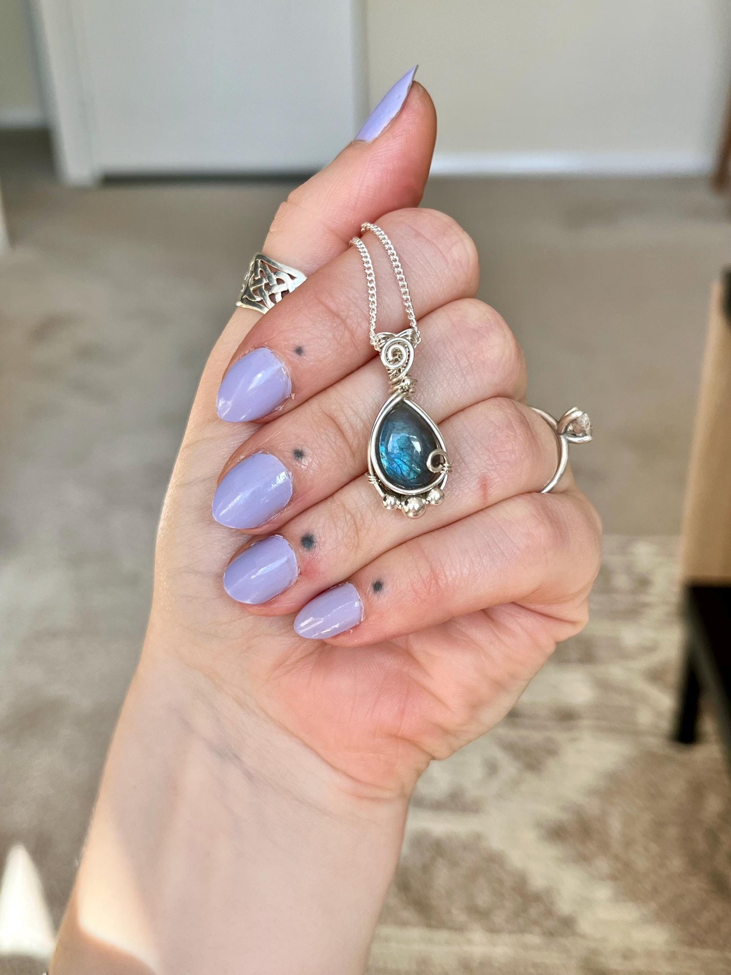 Hand made Labradorite Sterling Silver necklace, Libra crystal, Gift for her