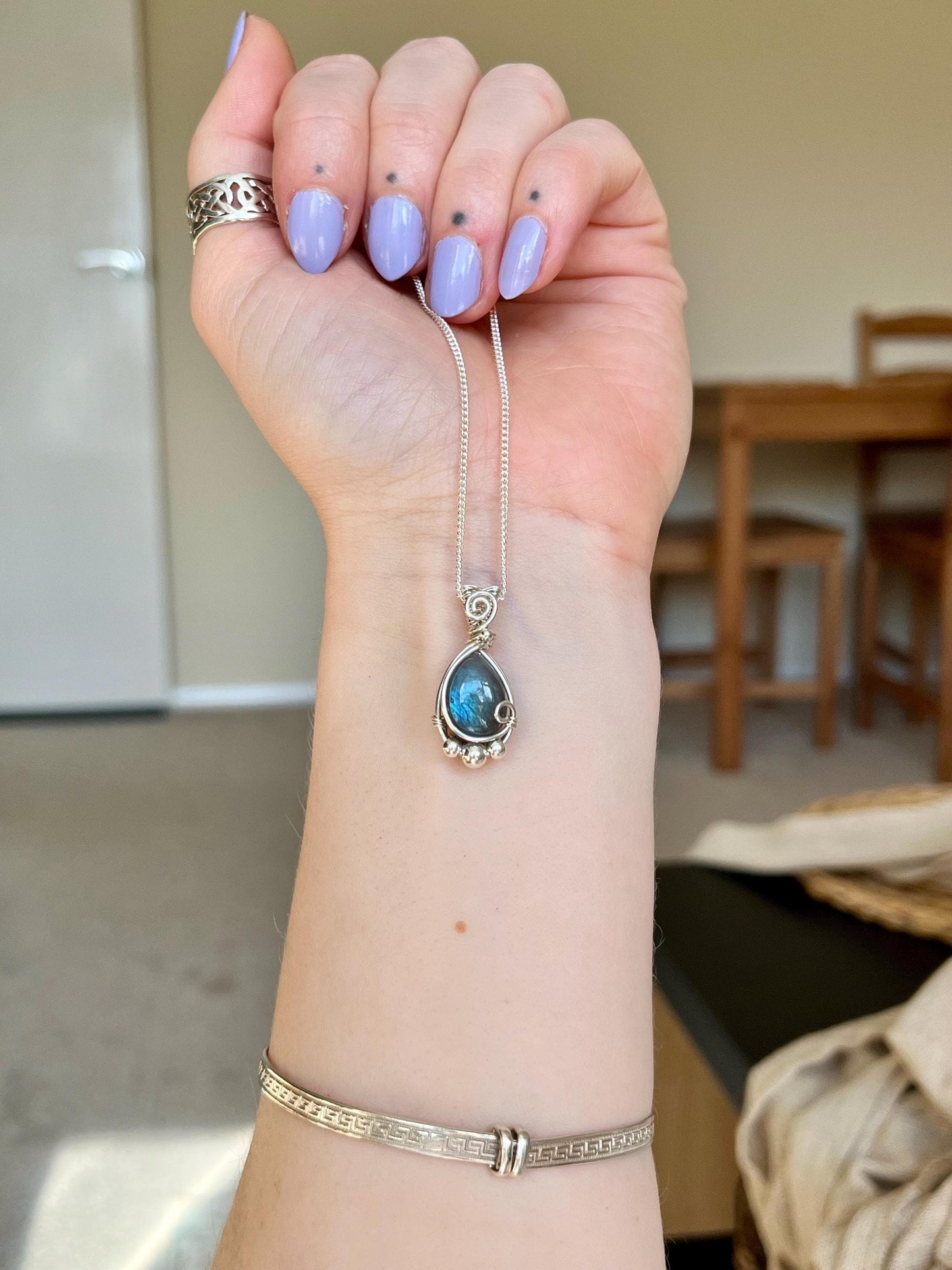 Hand made Labradorite Sterling Silver necklace, Libra crystal, Gift for her