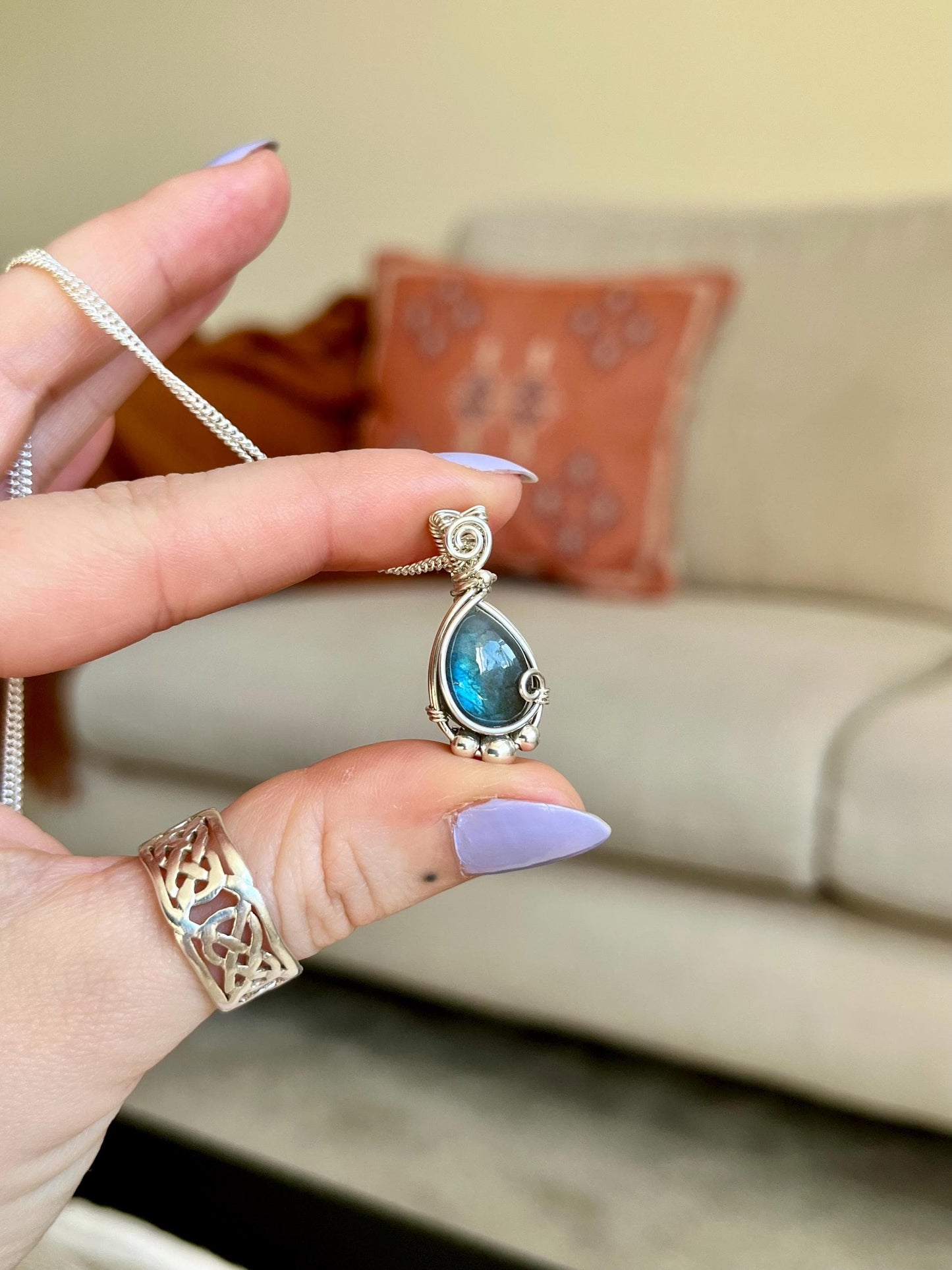 Hand made Labradorite Sterling Silver necklace, Libra crystal, Gift for her
