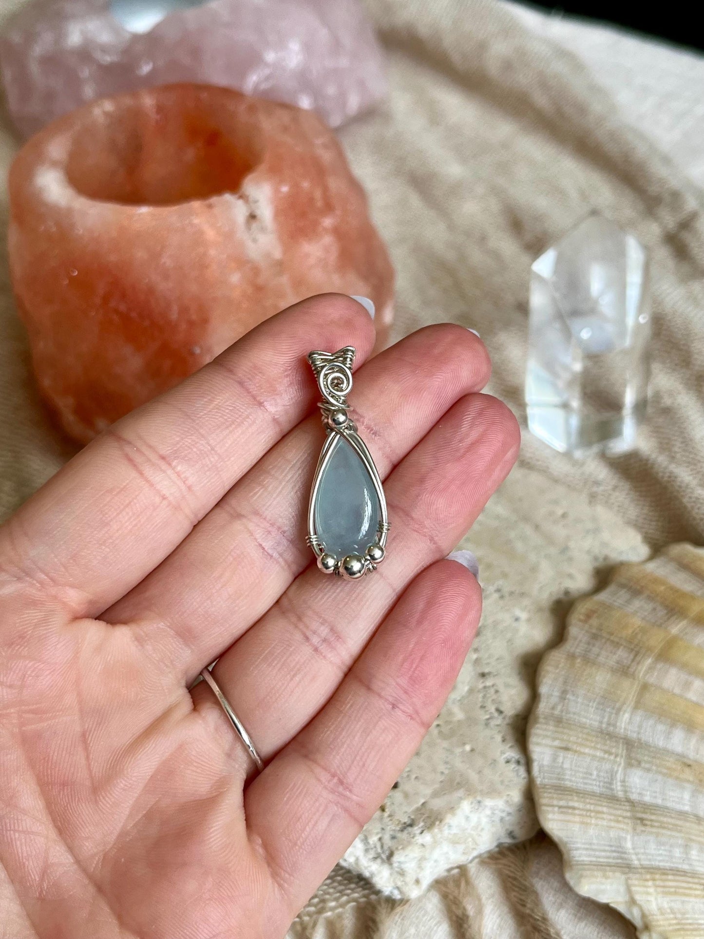 Aquamarine in Sterling Silver necklace, March birthstone, Beach inspired, Gift for her