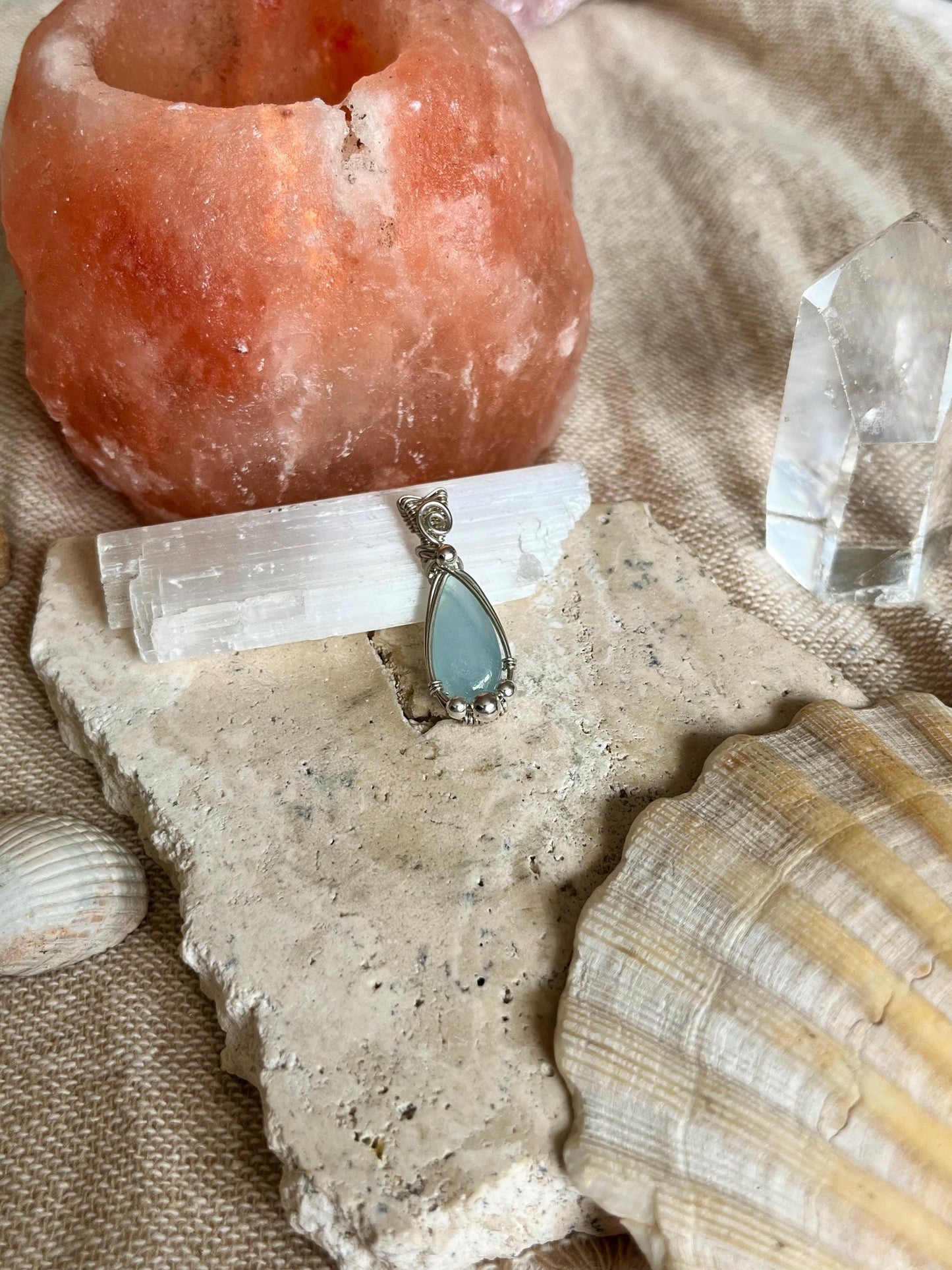 Aquamarine in Sterling Silver necklace, March birthstone, Beach inspired, Gift for her