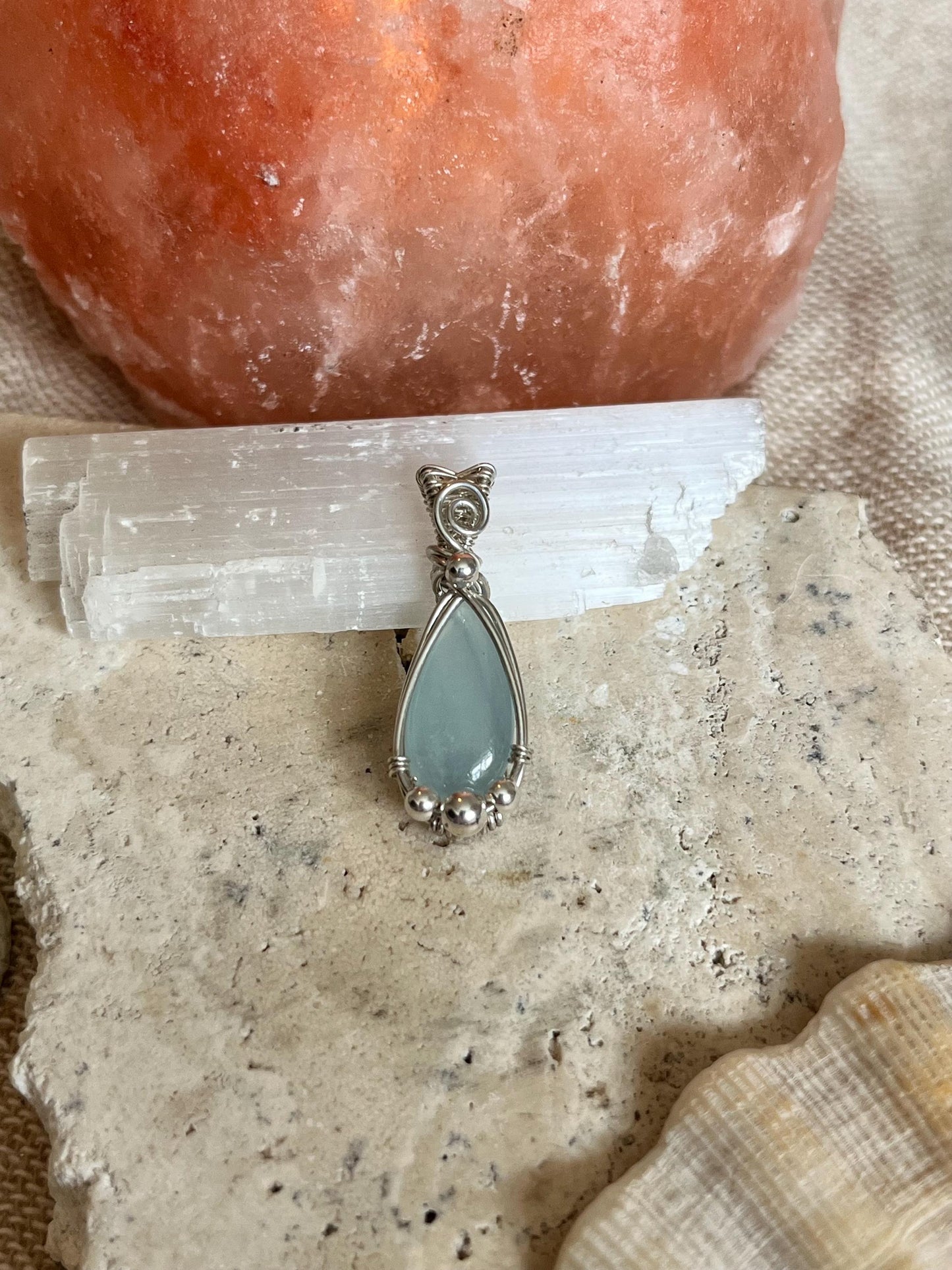 Aquamarine in Sterling Silver necklace, March birthstone, Beach inspired, Gift for her