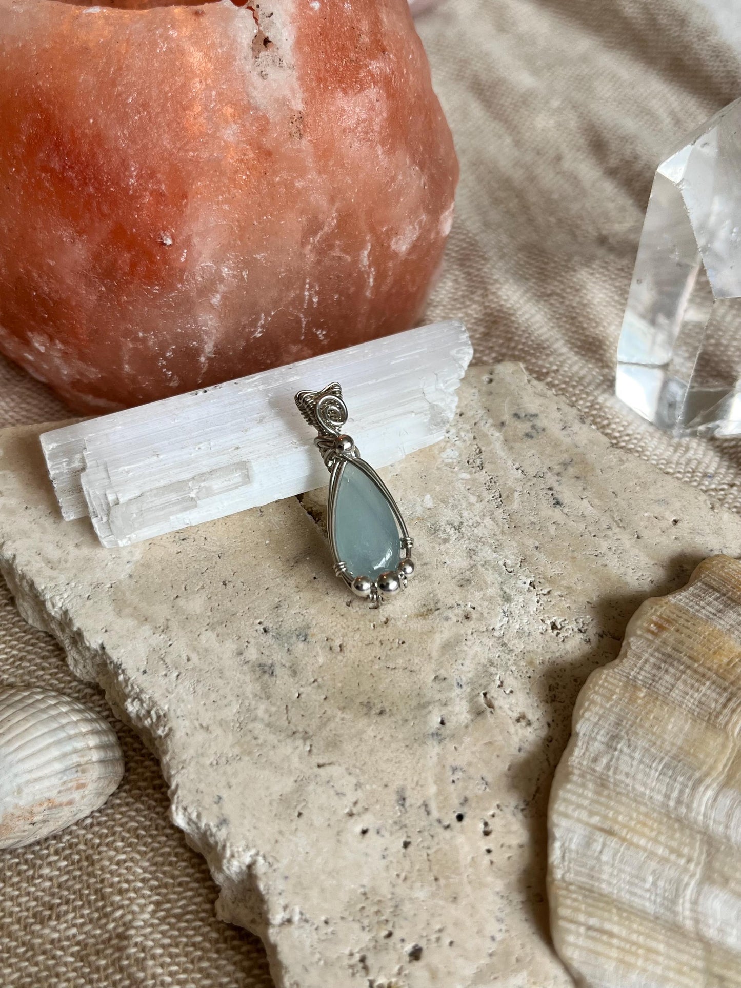 Aquamarine in Sterling Silver necklace, March birthstone, Beach inspired, Gift for her