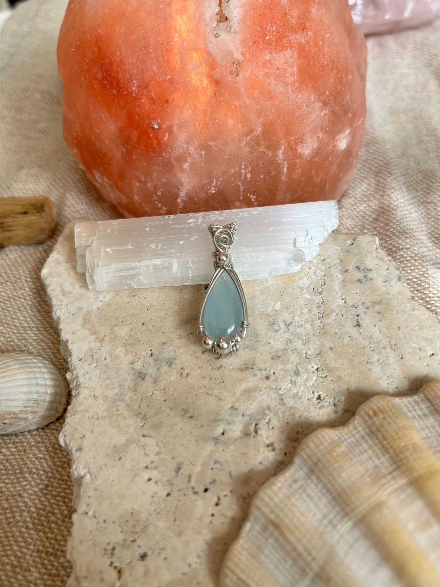Aquamarine in Sterling Silver necklace, March birthstone, Beach inspired, Gift for her
