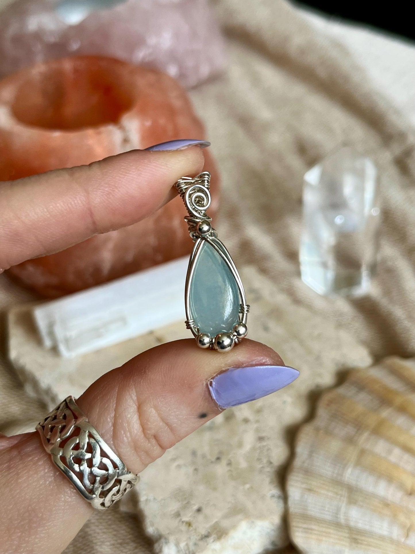 Aquamarine in Sterling Silver necklace, March birthstone, Beach inspired, Gift for her