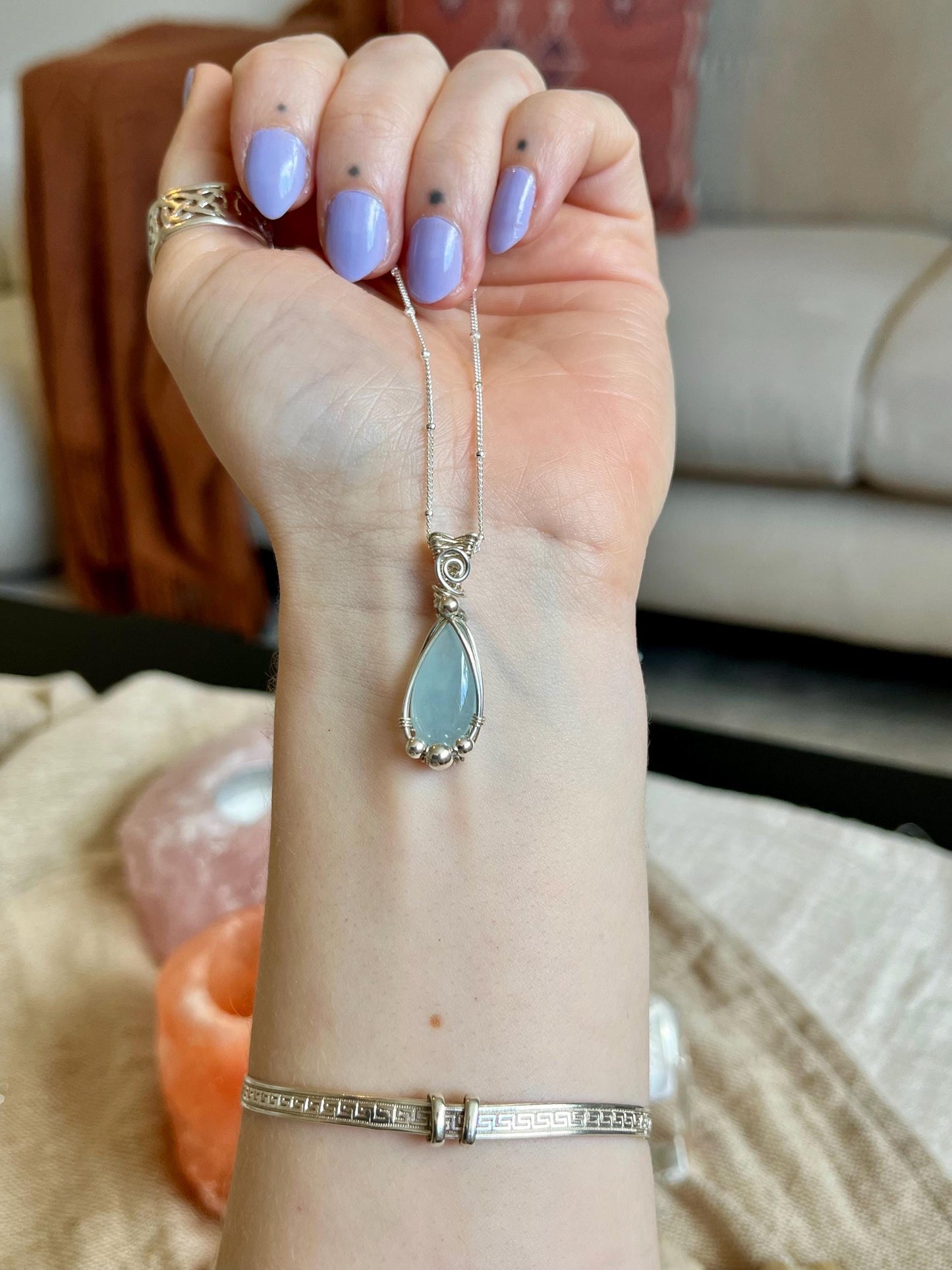 Aquamarine in Sterling Silver necklace, March birthstone, Beach inspired, Gift for her