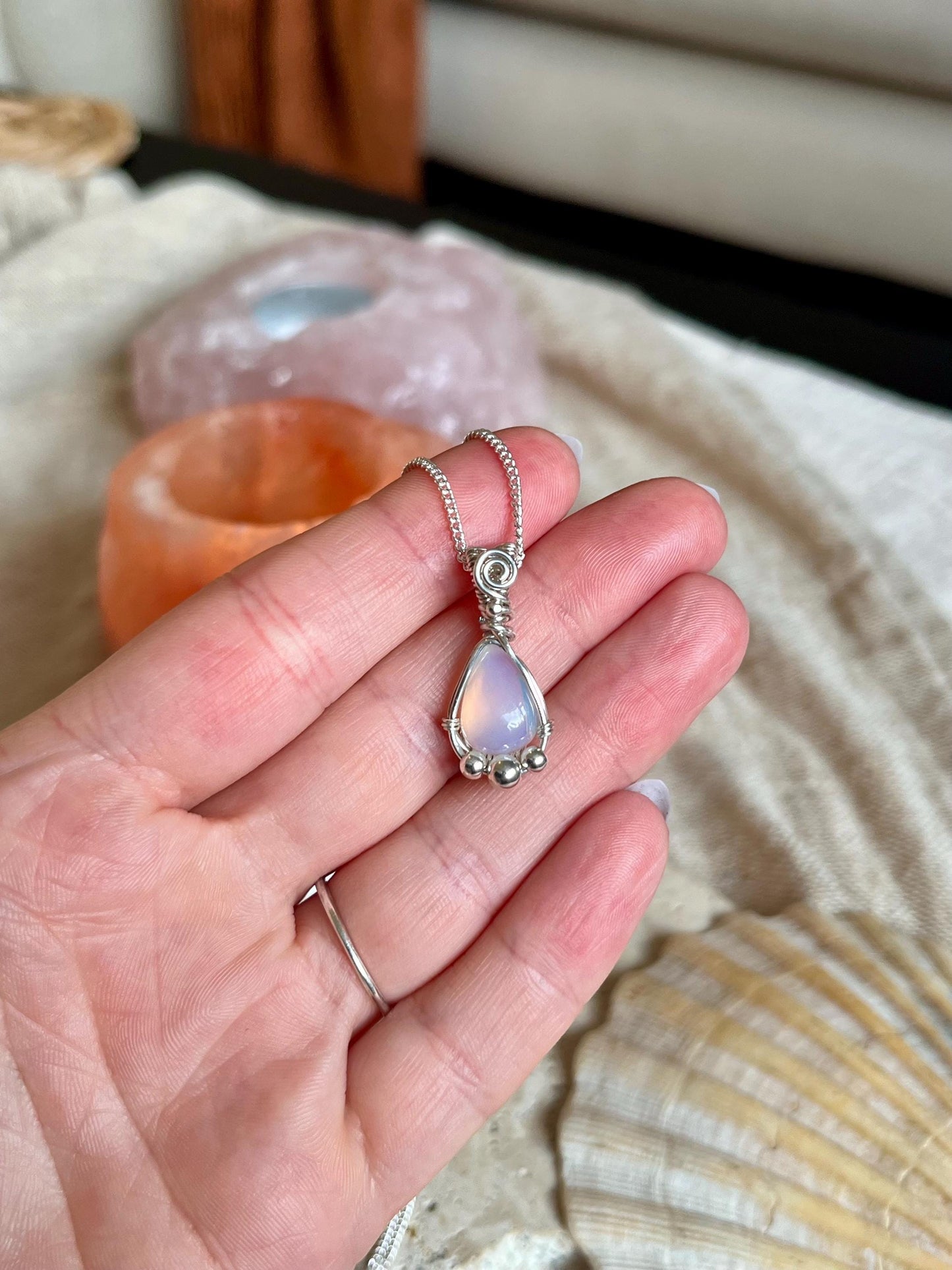 Ethiopian Opal in Sterling Silver necklace, Boho jewellery, October Birthstone