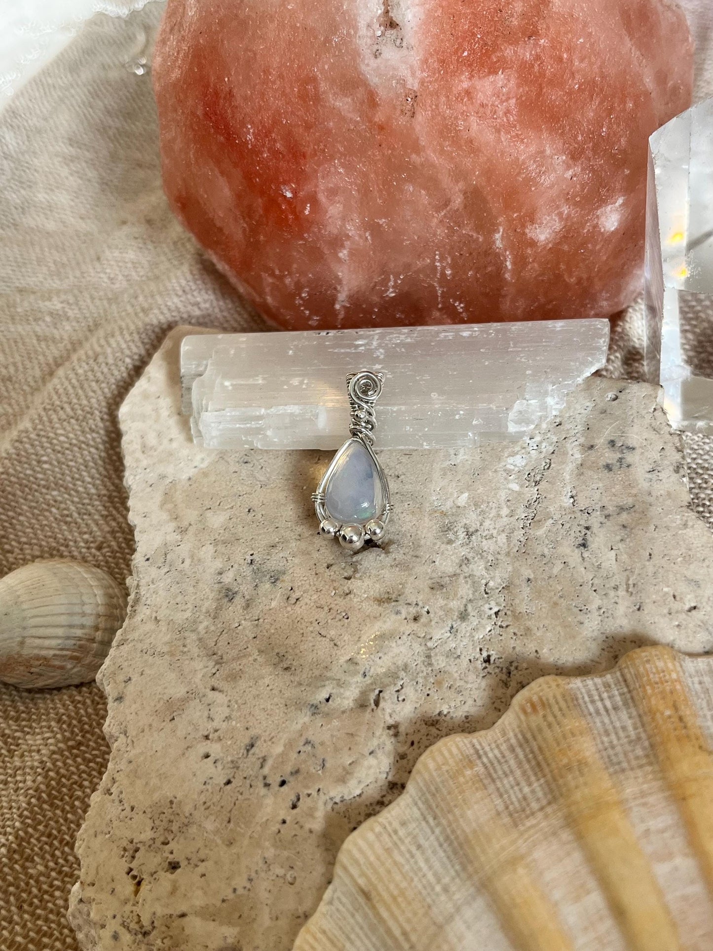 Ethiopian Opal in Sterling Silver necklace, Boho jewellery, October Birthstone