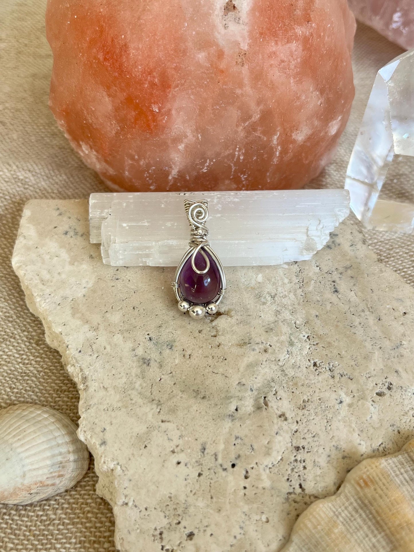Amethyst in Sterling Silver necklace, Minimal dainty jewellery, February Birthstone