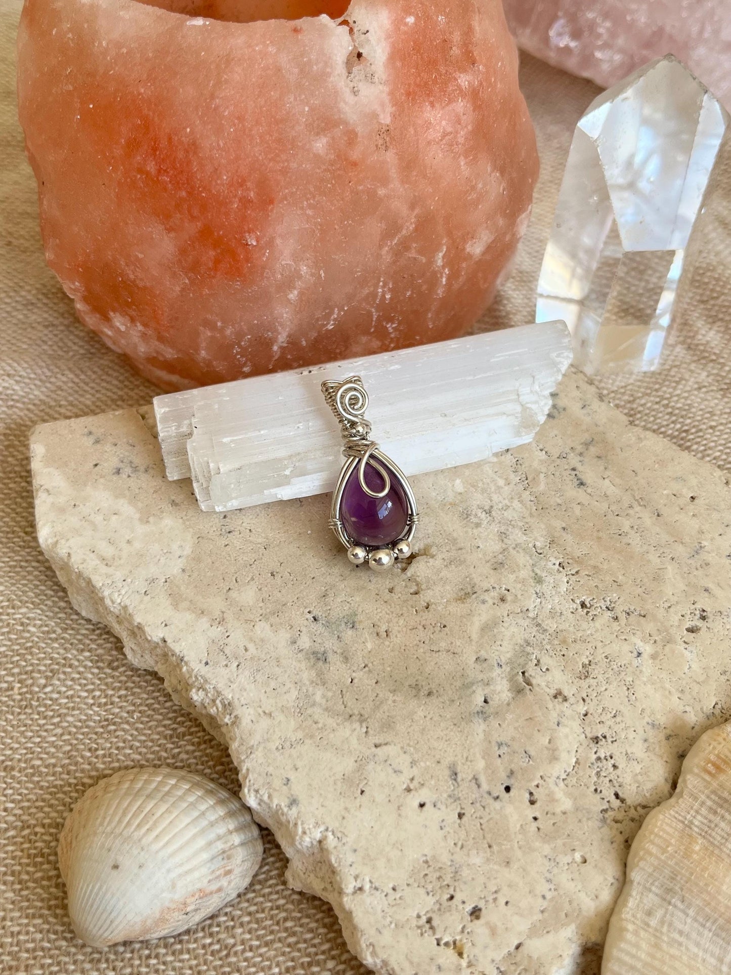 Amethyst in Sterling Silver necklace, Minimal dainty jewellery, February Birthstone