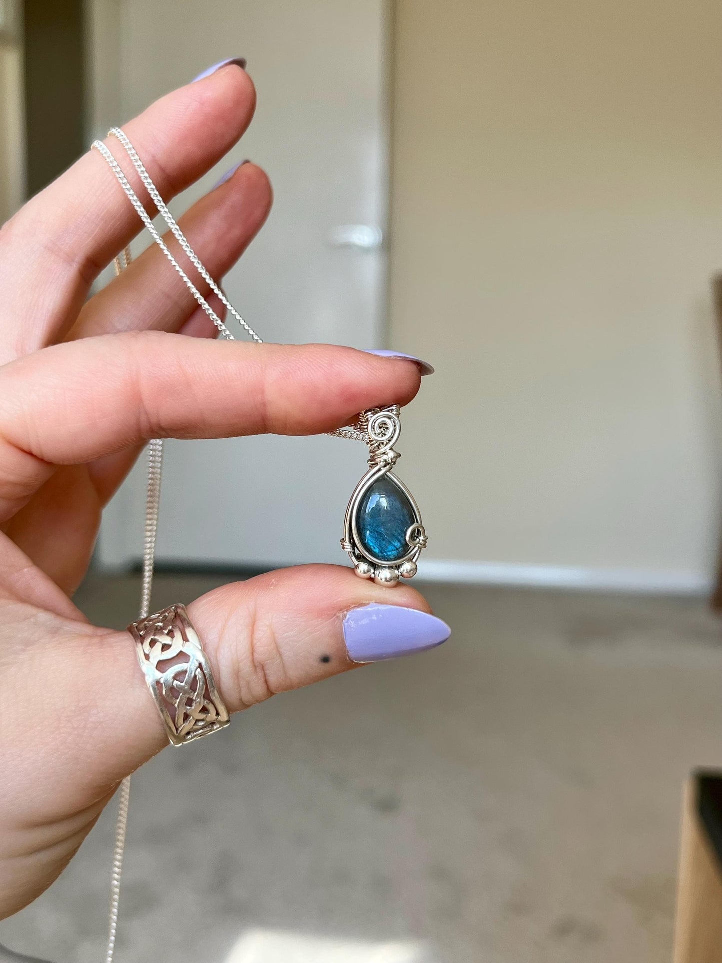 Hand made Labradorite Sterling Silver necklace, Libra crystal, Gift for her