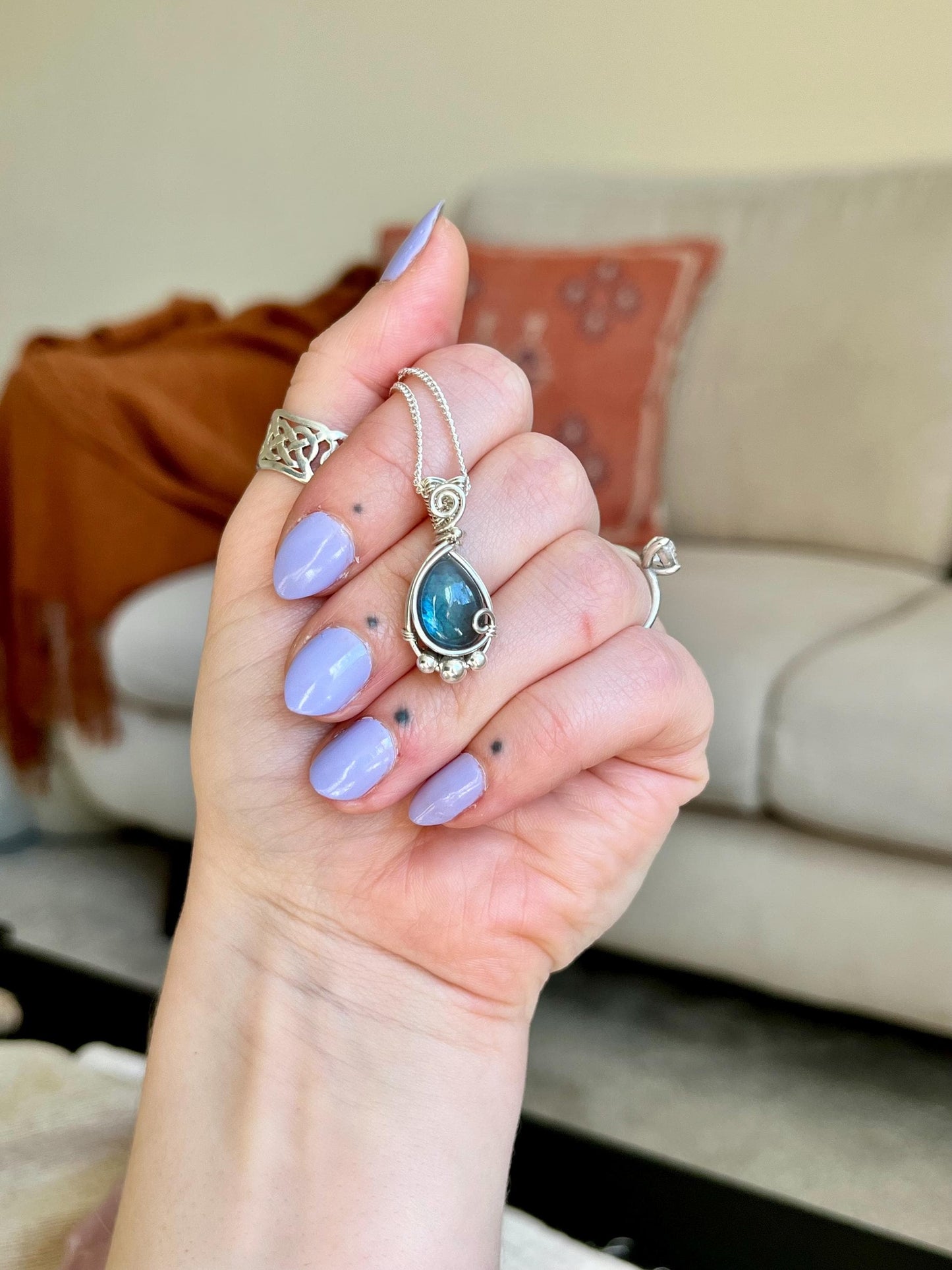 Hand made Labradorite Sterling Silver necklace, Libra crystal, Gift for her