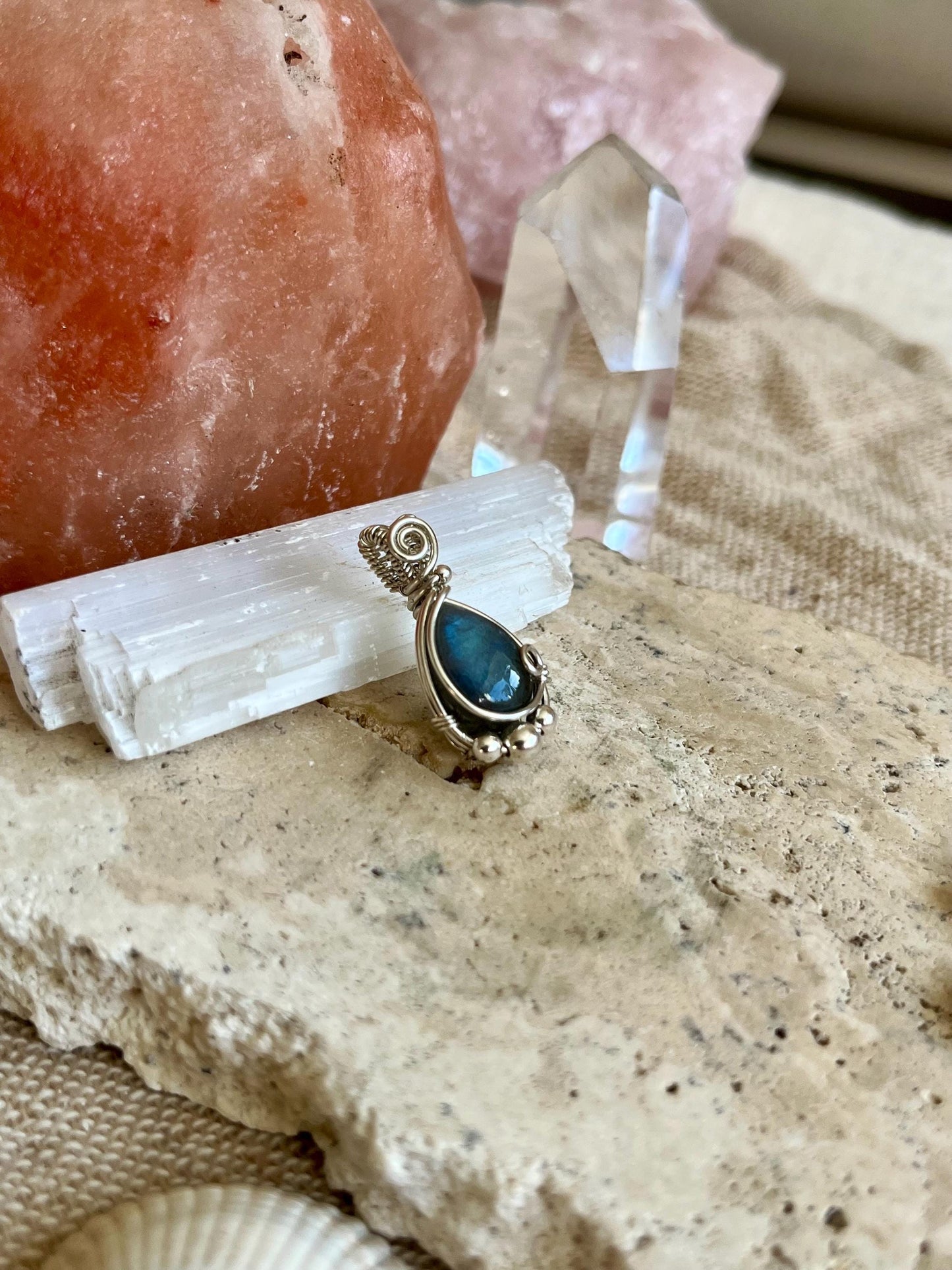 Hand made Labradorite Sterling Silver necklace, Libra crystal, Gift for her