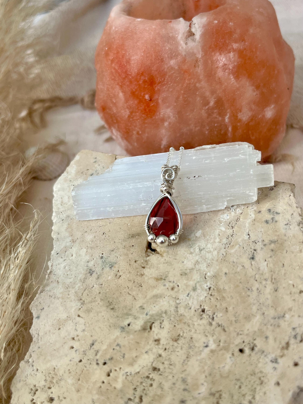 Garnet Pendant Necklace in 925 Sterling Silver