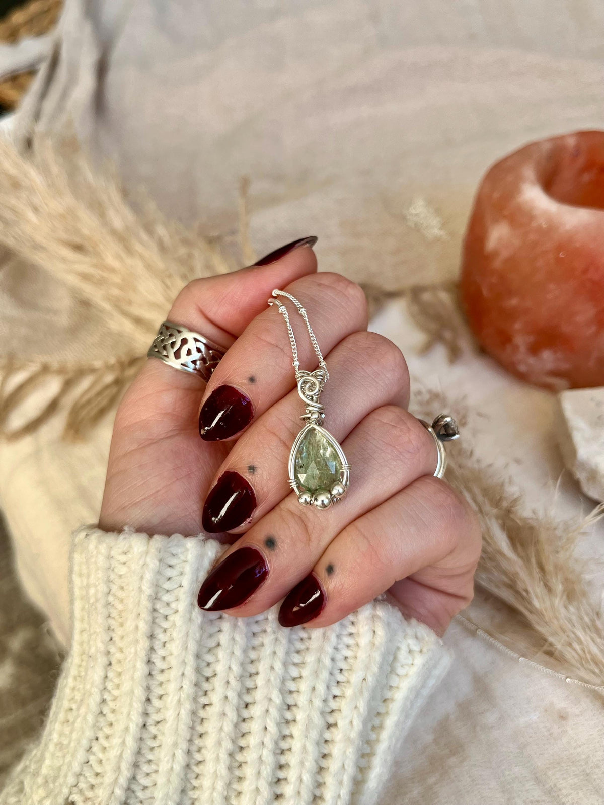 Mint Kyanite Pendant Necklace | Handmade 925 Sterling Silver