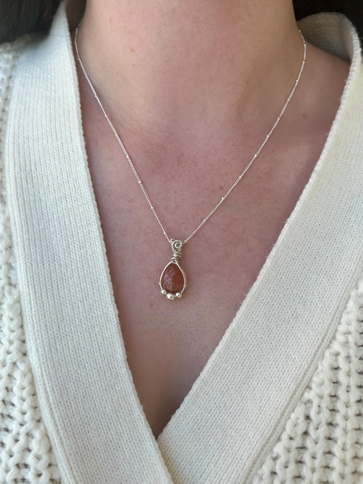 Sunstone Pendant Necklace | Handmade 925 Sterling Silver