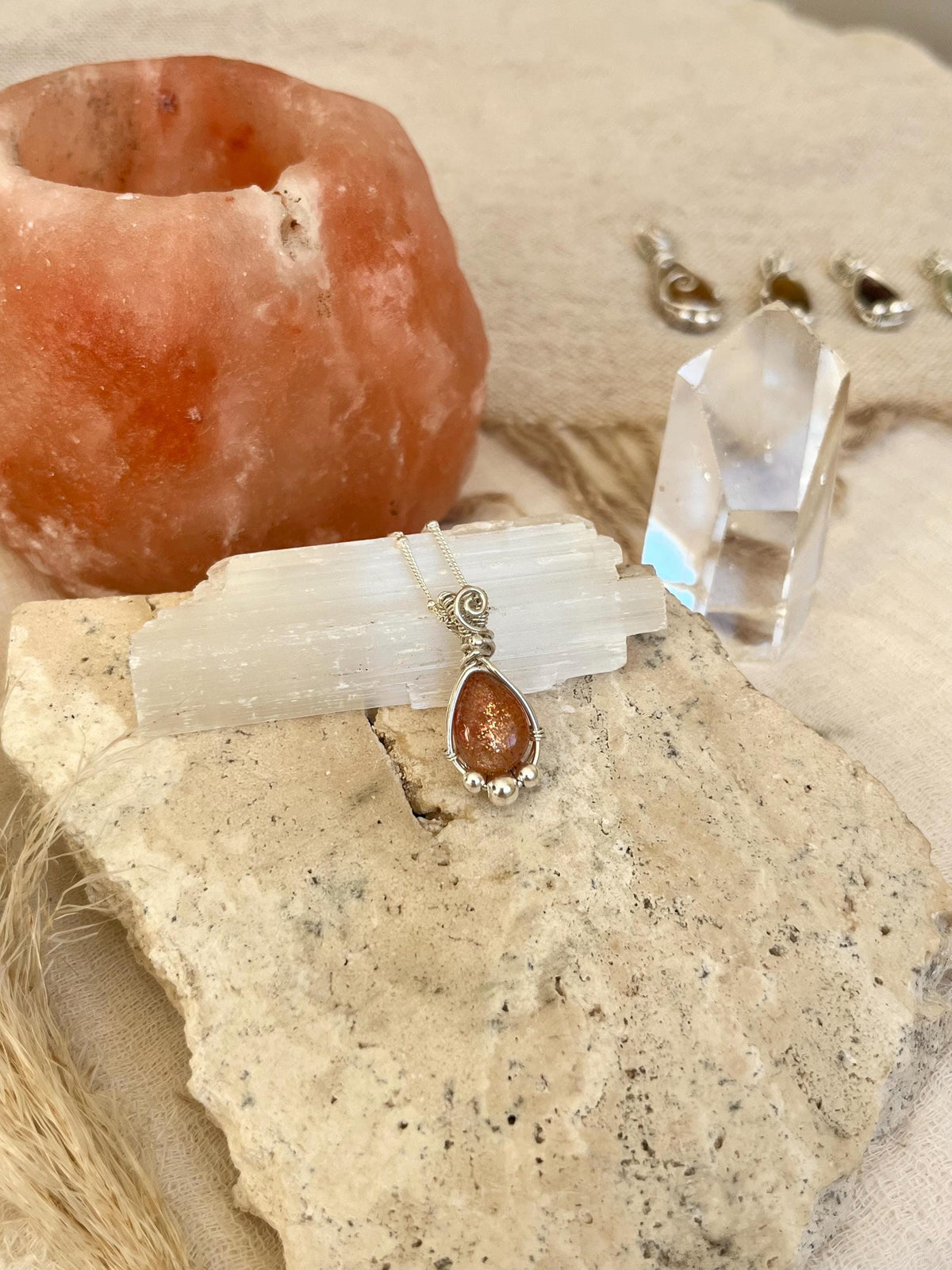 Sunstone Pendant Necklace | Handmade 925 Sterling Silver