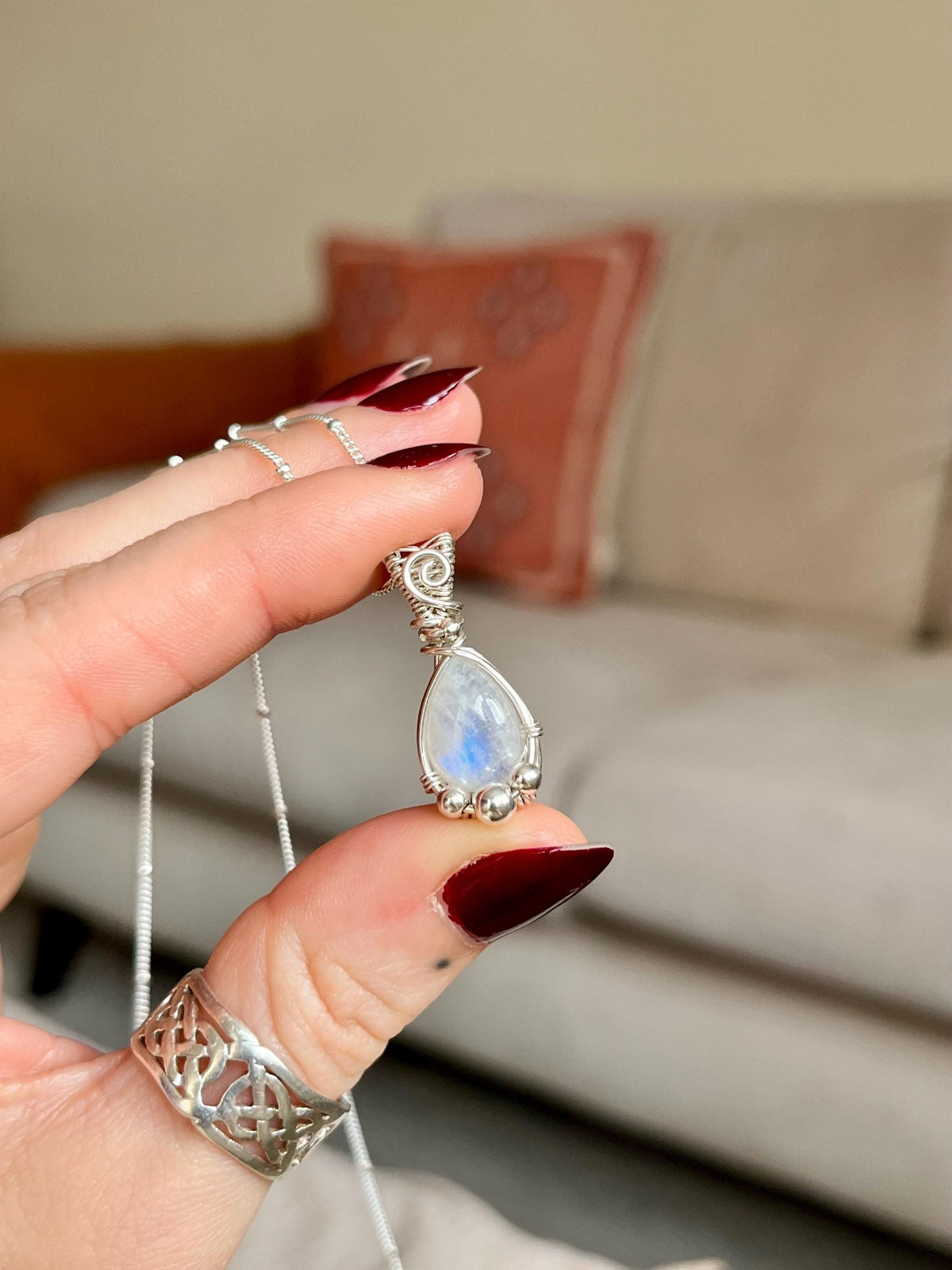 Moonstone Pendant Necklace | Handmade 925 Sterling Silver