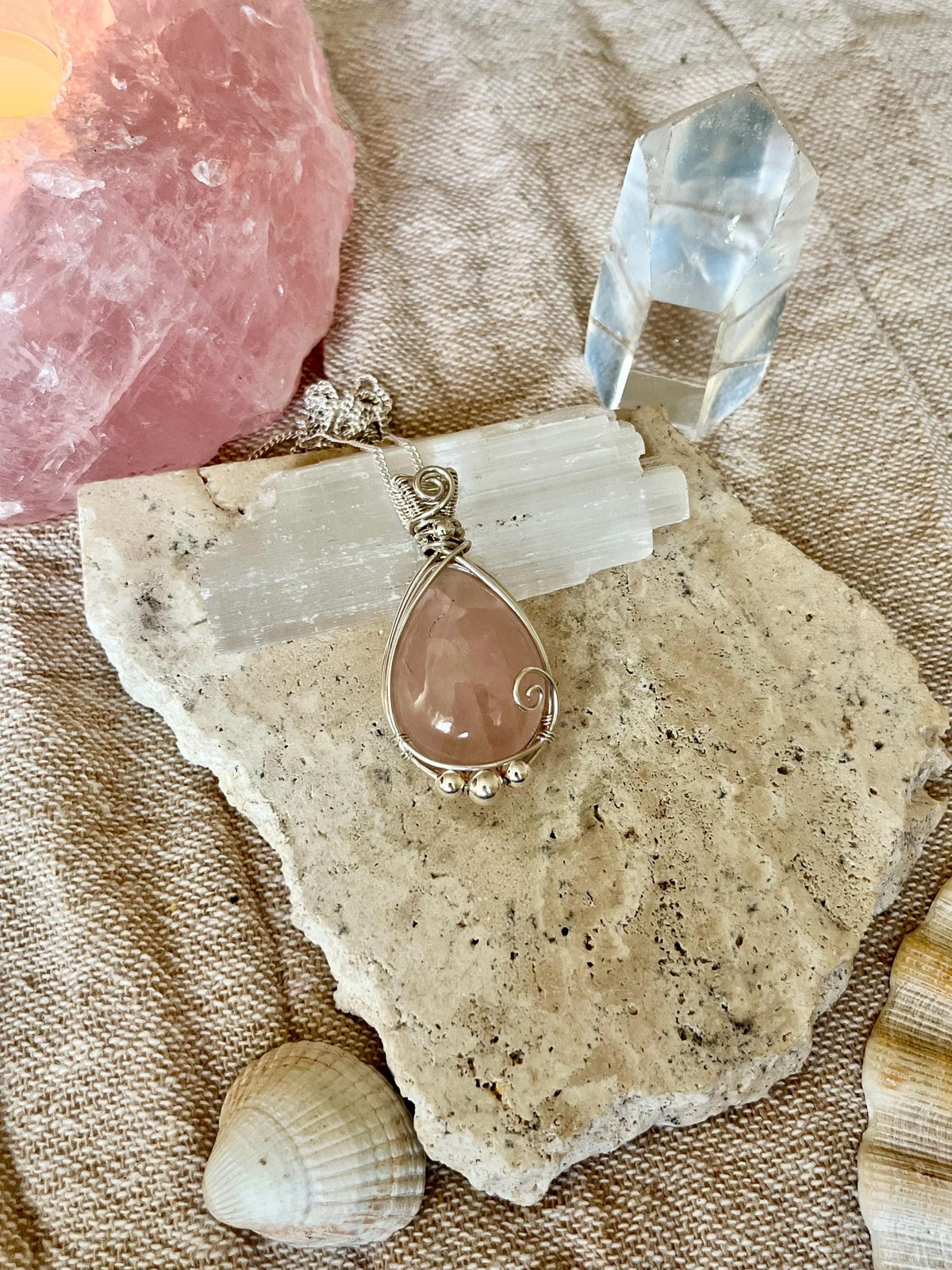 Rose Quartz Pendant Necklace
