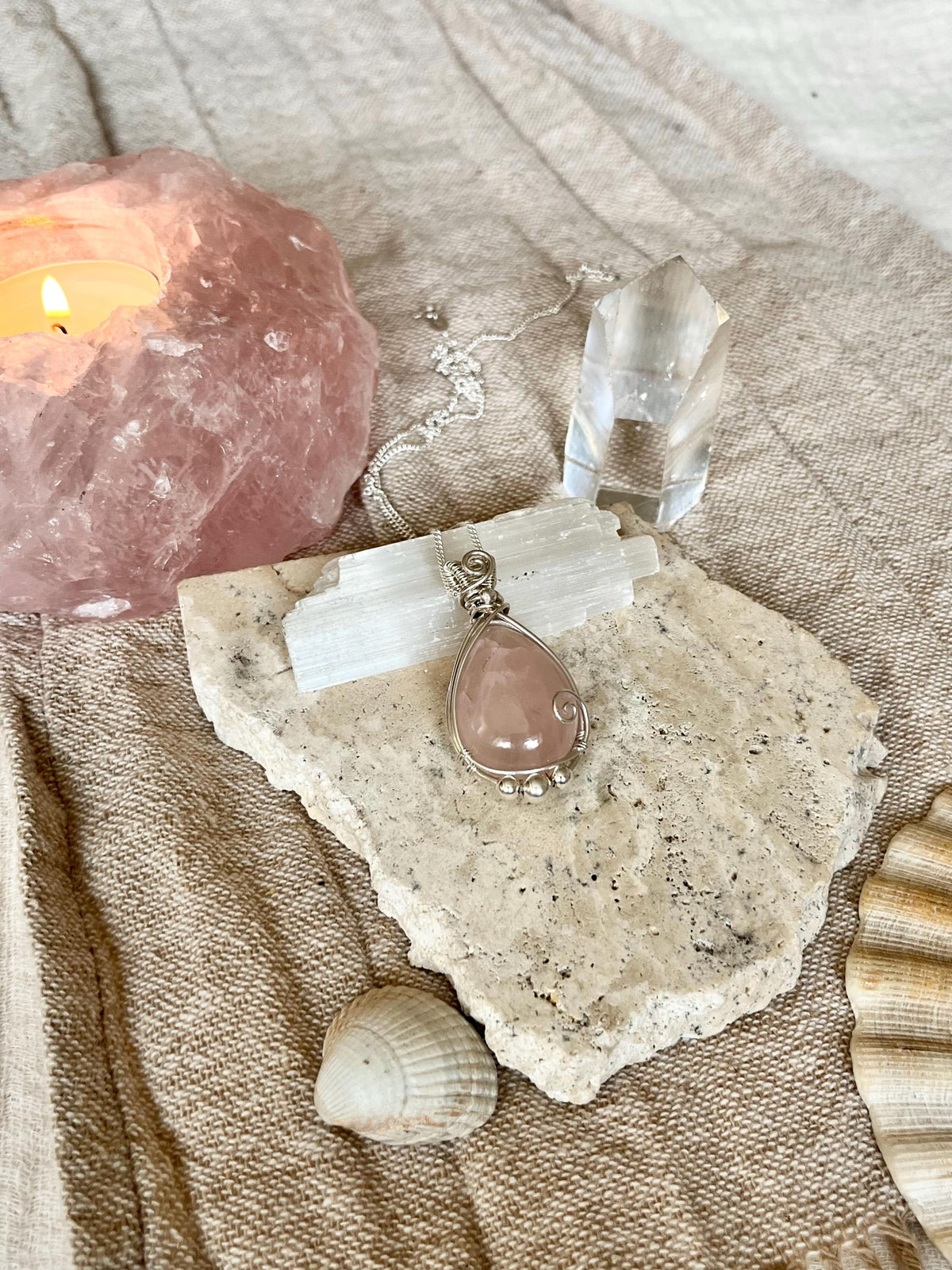 Rose Quartz Pendant Necklace